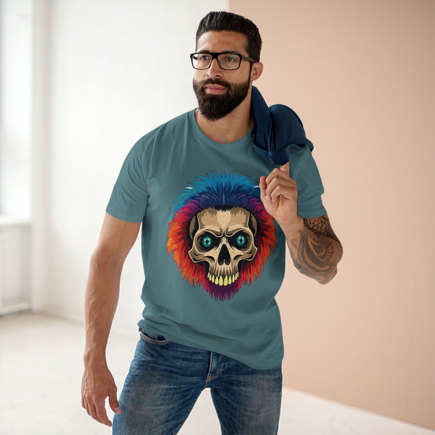Retro2Nova Skull Shirt Unisex Skeleton Tee Premium Cotton Staple Tee With Original Art Design