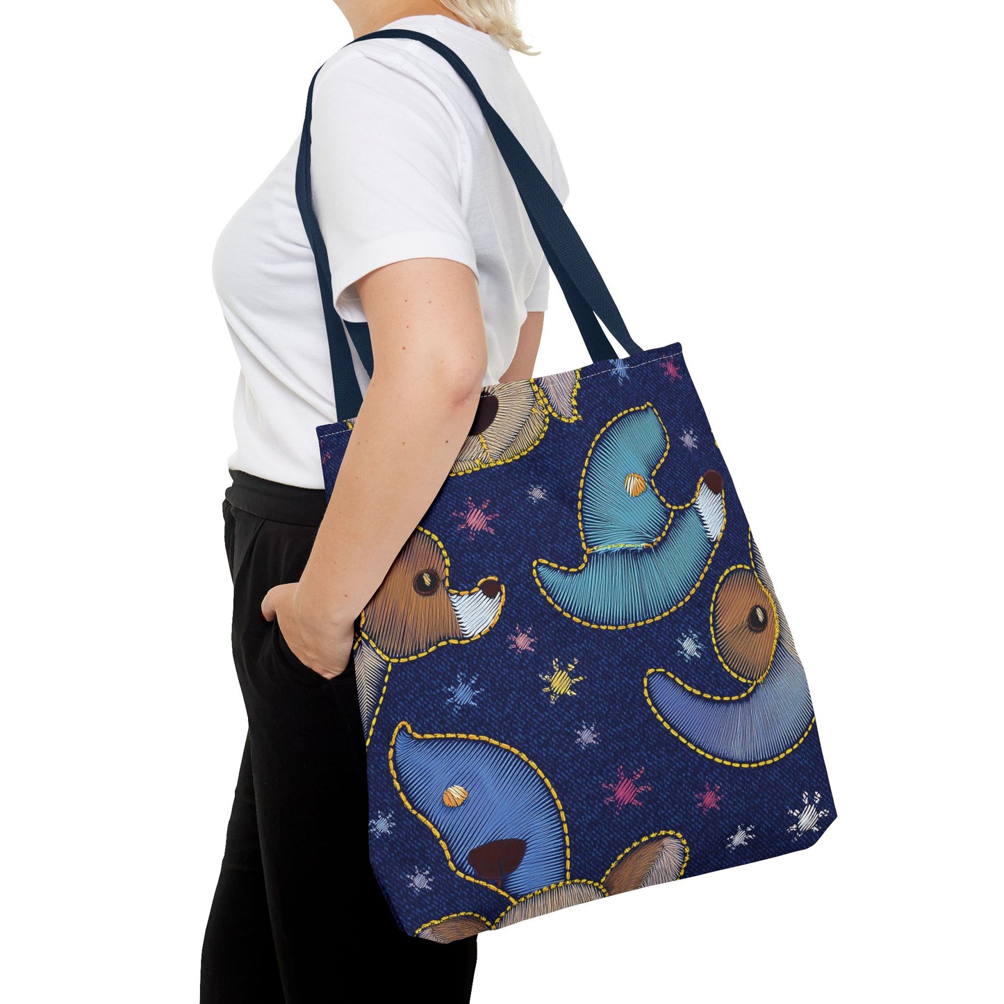 Denim Fabric Imitation Print Unisex Canvas Bag Poly Spun 3 Sizes Tote Bag 191-12