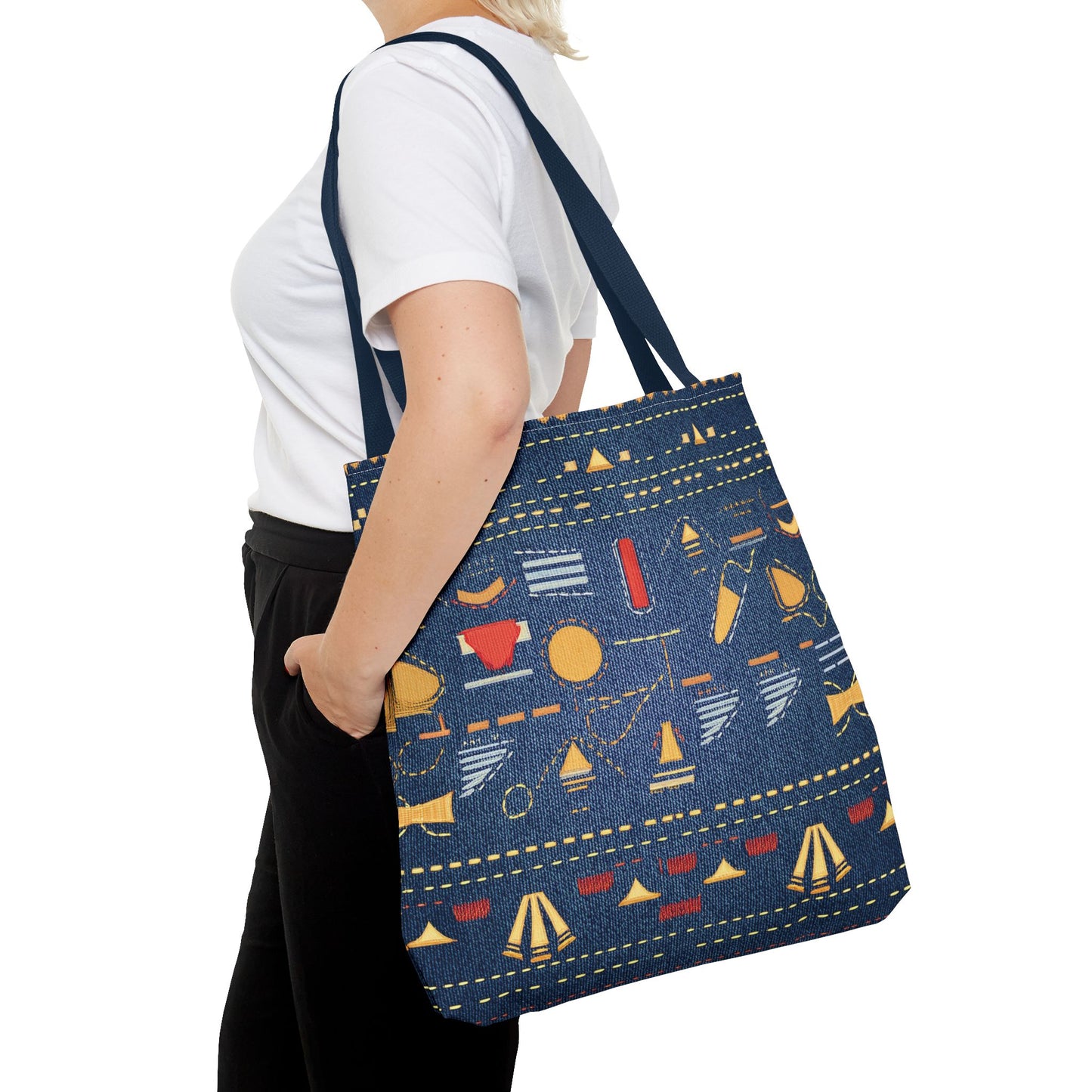 Denim Fabric Imitation Print Unisex Canvas Bag Poly Spun 3 Sizes Tote Bag 185