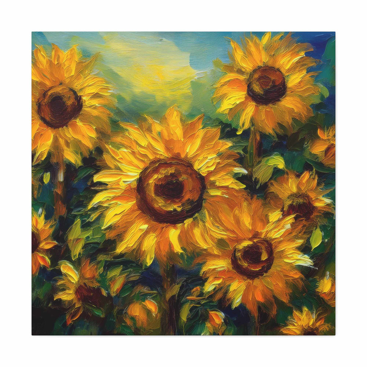 Sunflowers Print Canvas, Flowers Oil Paint Print 20x20, 24x24, 30x30, 32x32, 36x36, Floral Art Design Print Non-Frame MC-24