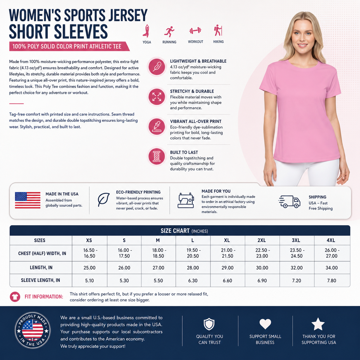 Deep Space Blue Web Women's Sports Jersey Short Sleeves 100% Poly Solid Navy Color Print Athletic Tee