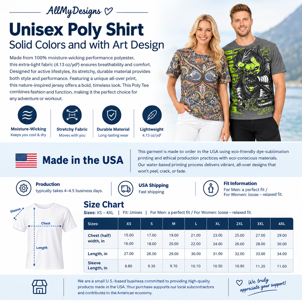 63 Unisex Poly T-Shirt with Cartoon Graphic Design
