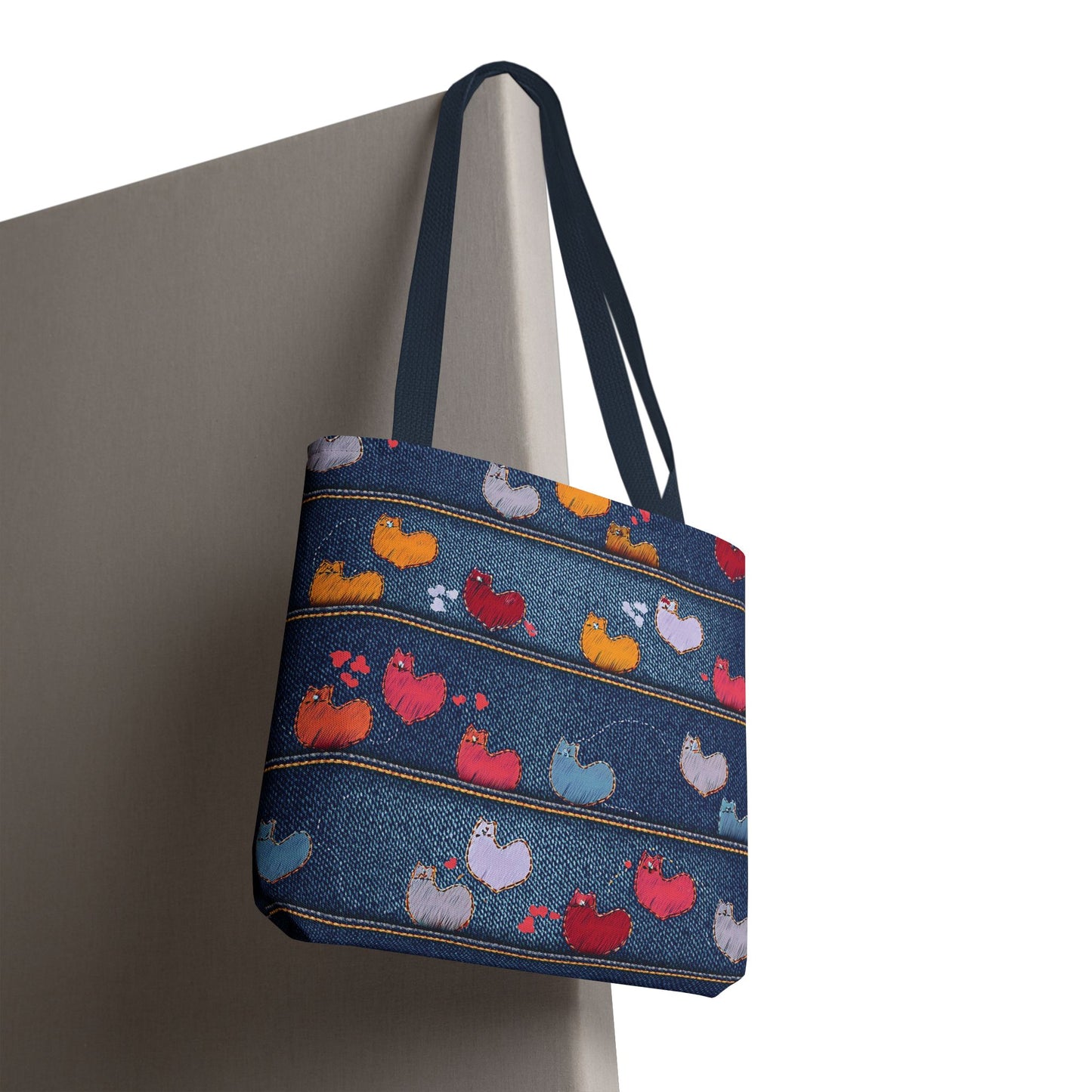 Love Day Graphic Design Denim Fabric Imitation Print Unisex Canvas Bag POLY 3 Sizes Tote Bag 201-9