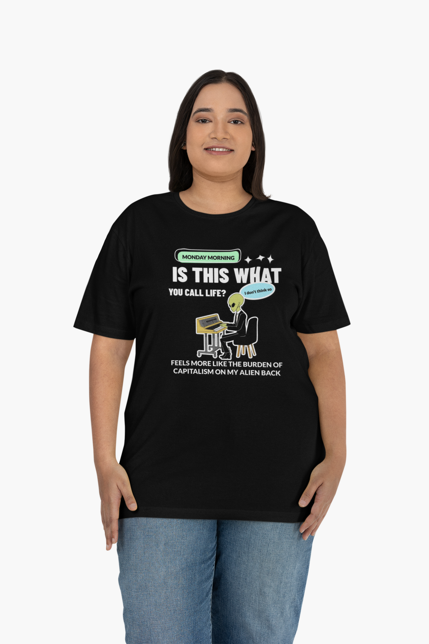 Alien Office Worker T-Shirt Unisex Cotton