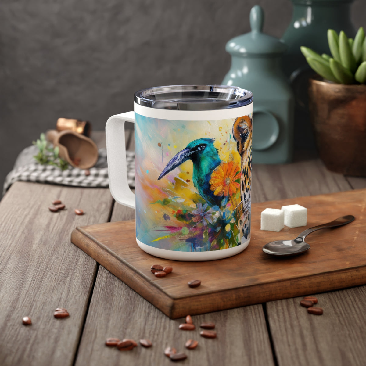 39 Art Design Insulated Coffee Mug Clear Lid 10oz Insulated Coffee Mug 10oz