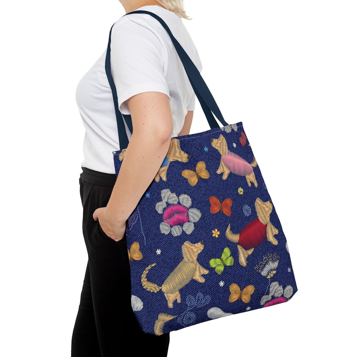 Denim Fabric Imitation Print Unisex Canvas Bag Poly Spun 3 Sizes Tote Bag 191-4