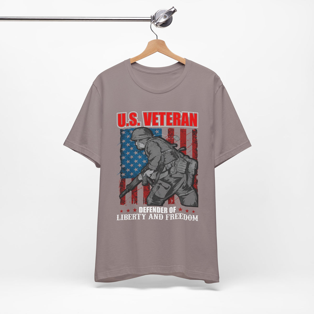 U.S. Veteran Soldier Illustration Tee Defender of Liberty and Freedom Unisex Cotton v31