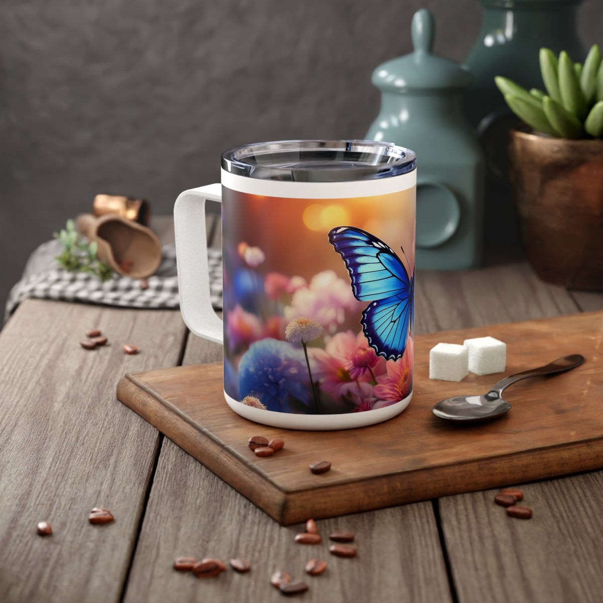 28 Art Design Insulated Coffee Mug Clear Lid 10oz Insulated Coffee Mug 10oz