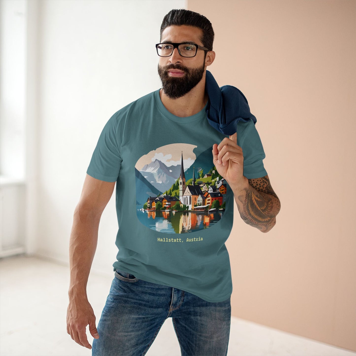 Austria Travel Shirt Unisex Premium Cotton Tee Featuring Original Art Design Retro2Nova