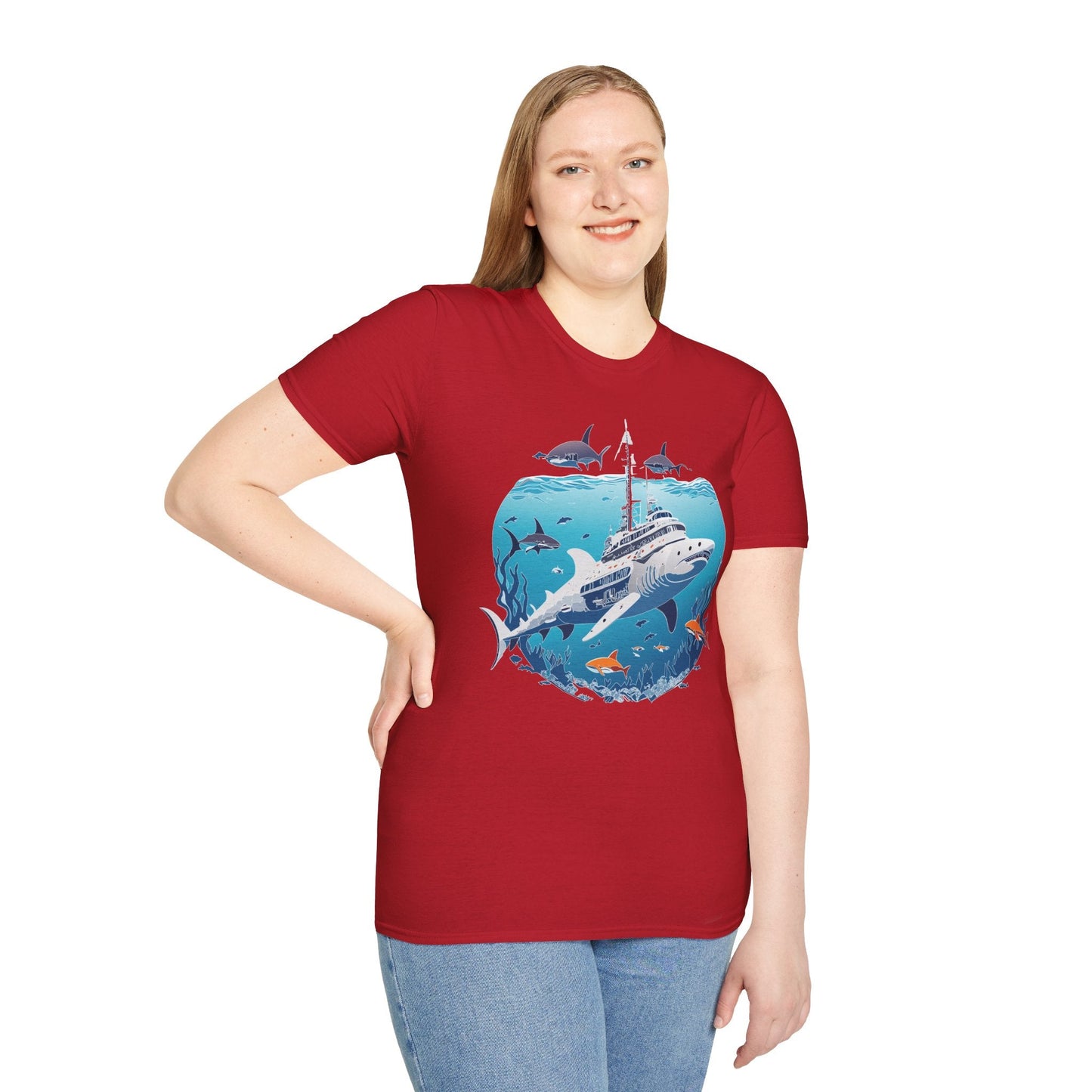 Ocean Tee Shirt Unisex Softstyle 64000 Ring Spun Cotton Art Design Tee For Everyday Comfort