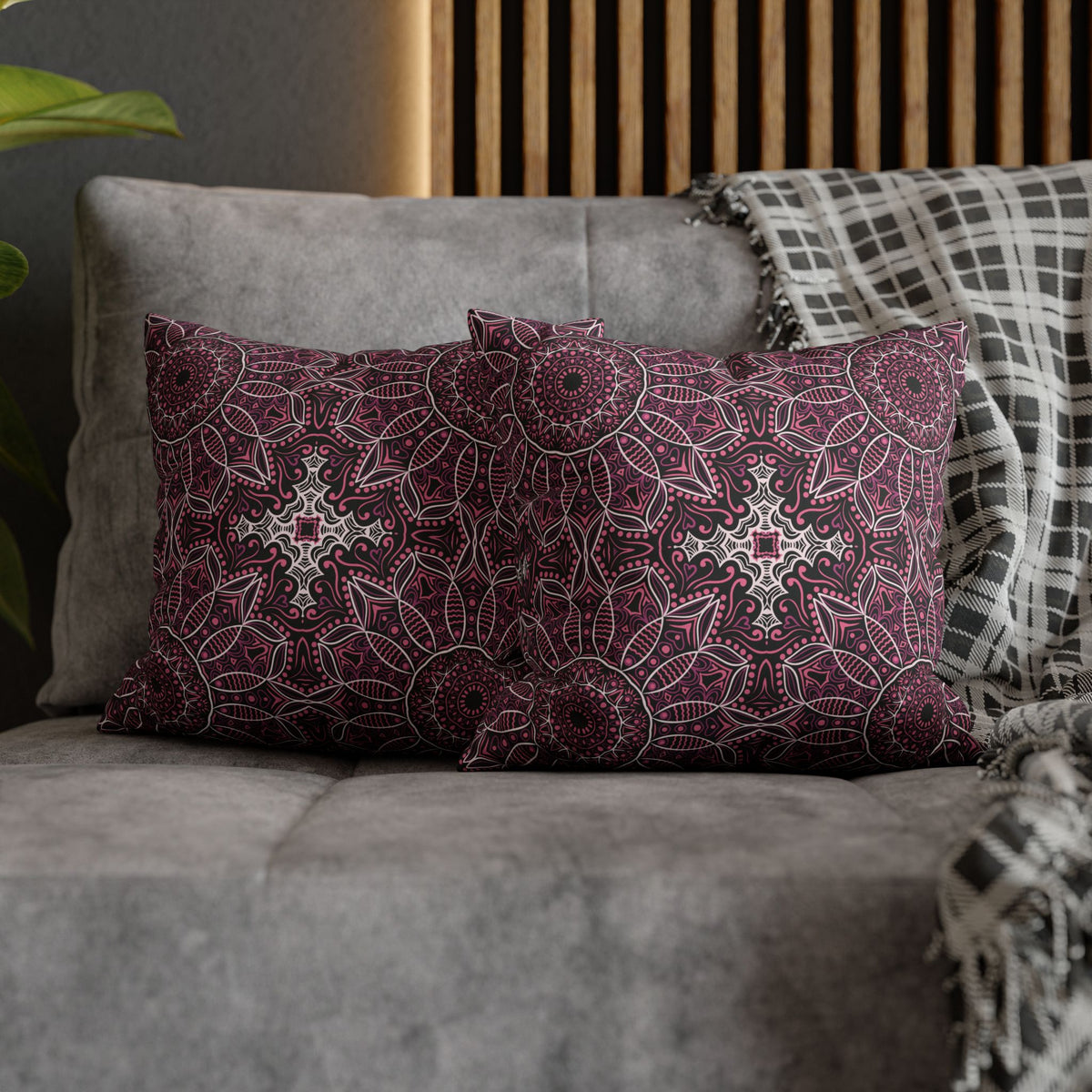 Ornament Print Pillowcase 100 Faux Suede Cover - 4 sizes: 14"-16"-18"-20" - Pillow Not Included