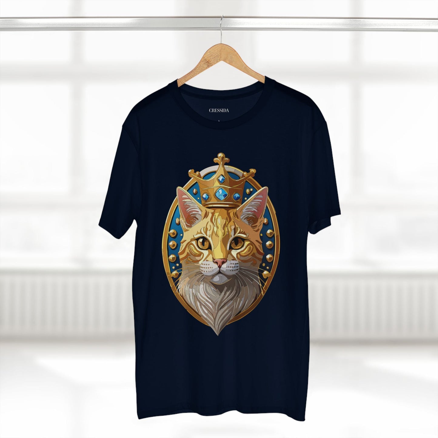 Cat Graphic Unisex 100 Cotton Tee With Unique Animal Golden Medallion Art Design 15