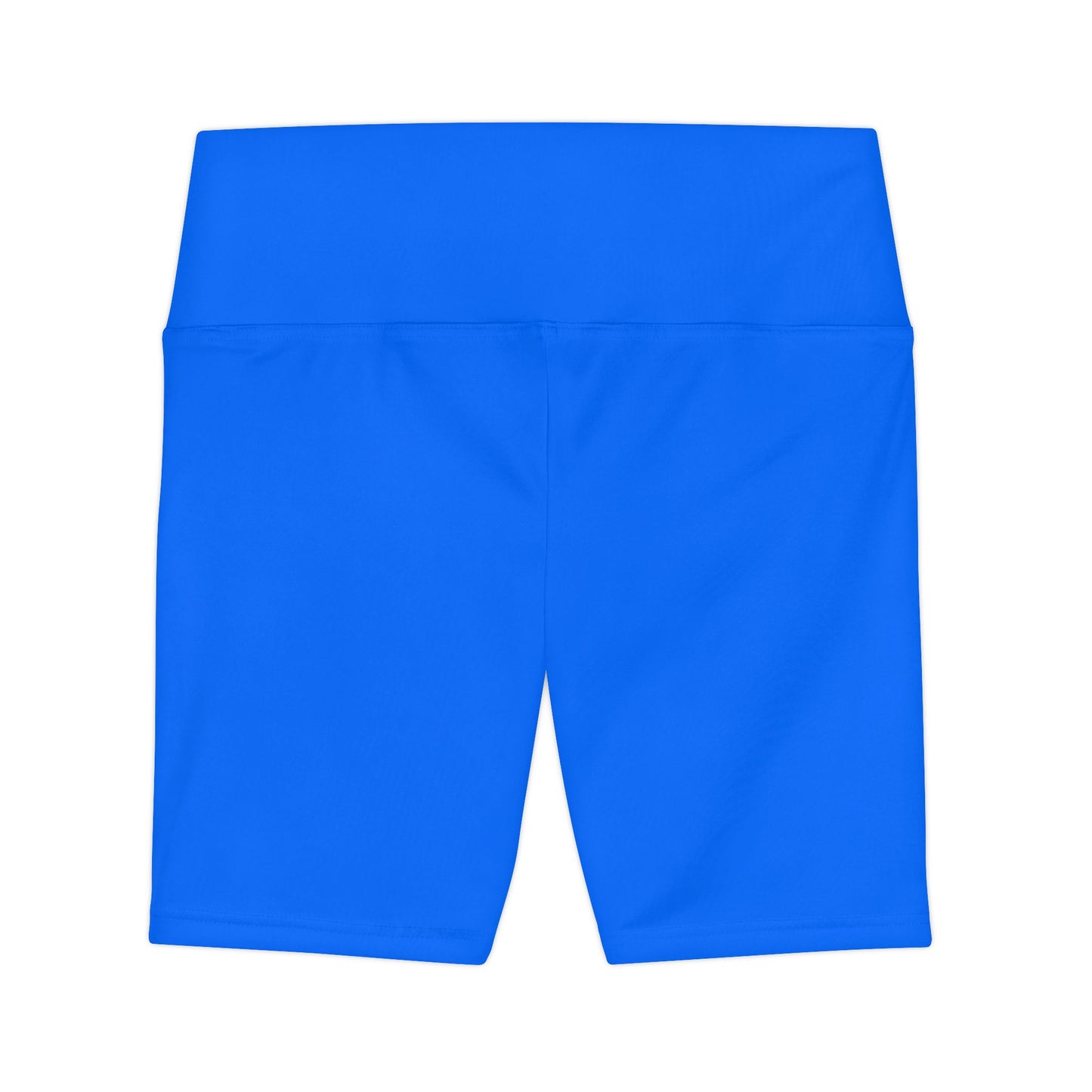 Digital Blue Women's Workout Shorts — Solid High-Waist Biker Shorts for Exercise & Everyday Wear