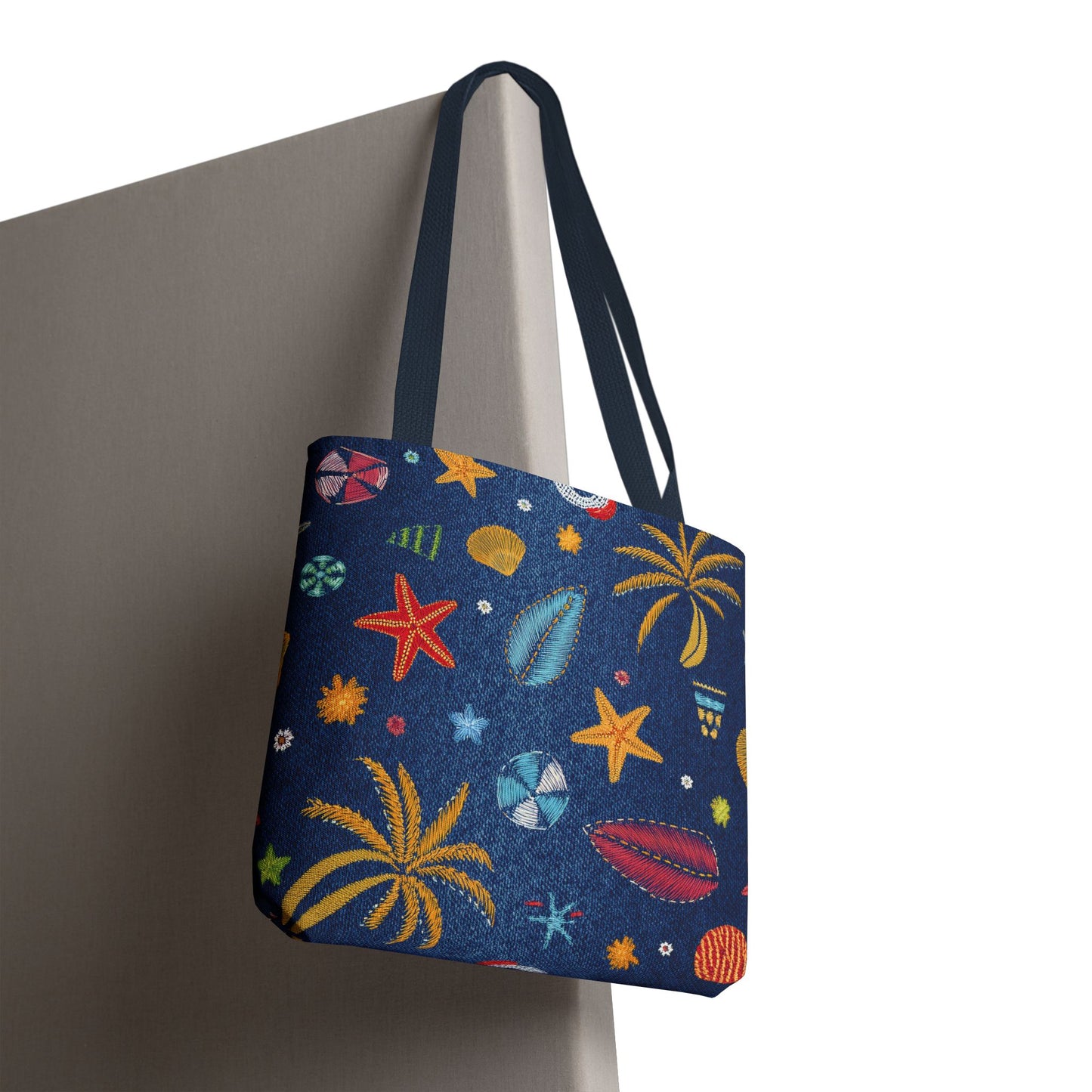 Denim Fabric Imitation Print Unisex Canvas Bag Poly Spun 3 Sizes Tote Bag 182-12