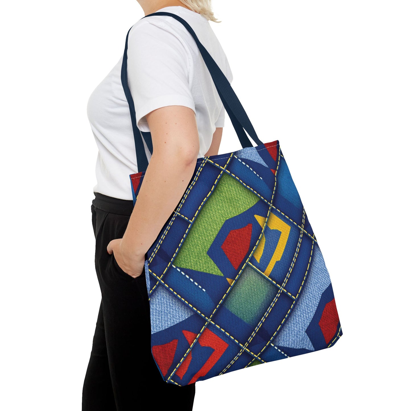 Denim Fabric Imitation Print Unisex Canvas Bag Poly Spun 3 Sizes Tote Bag 139