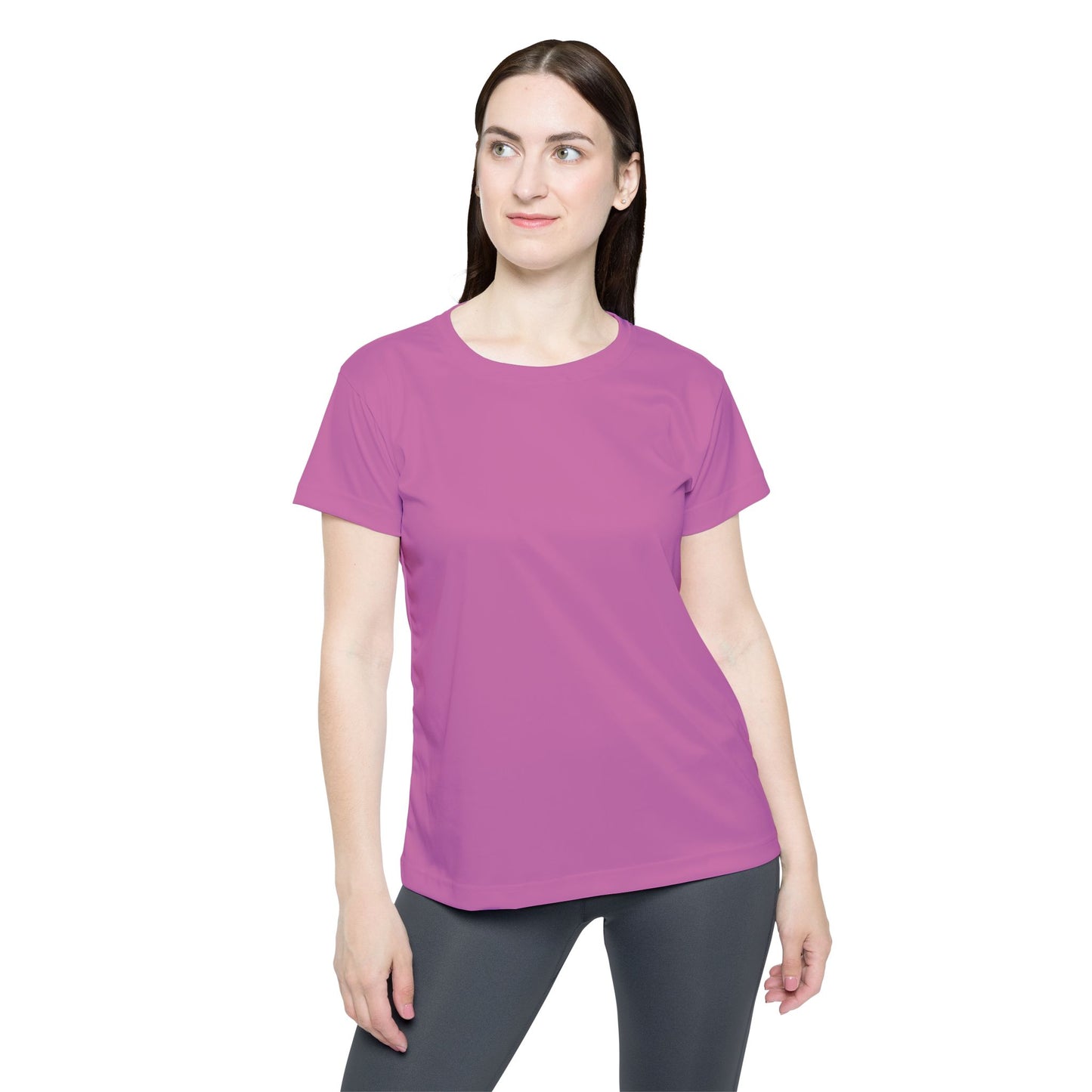 Petal Pink Women's Sports Jersey Short Sleeves 100% Poly Solid Pink Color Print Athletic Tee