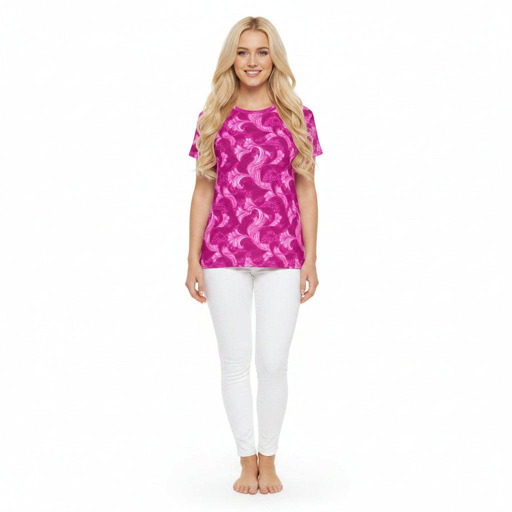 Women Poly Span T-Shirt with Floral Print