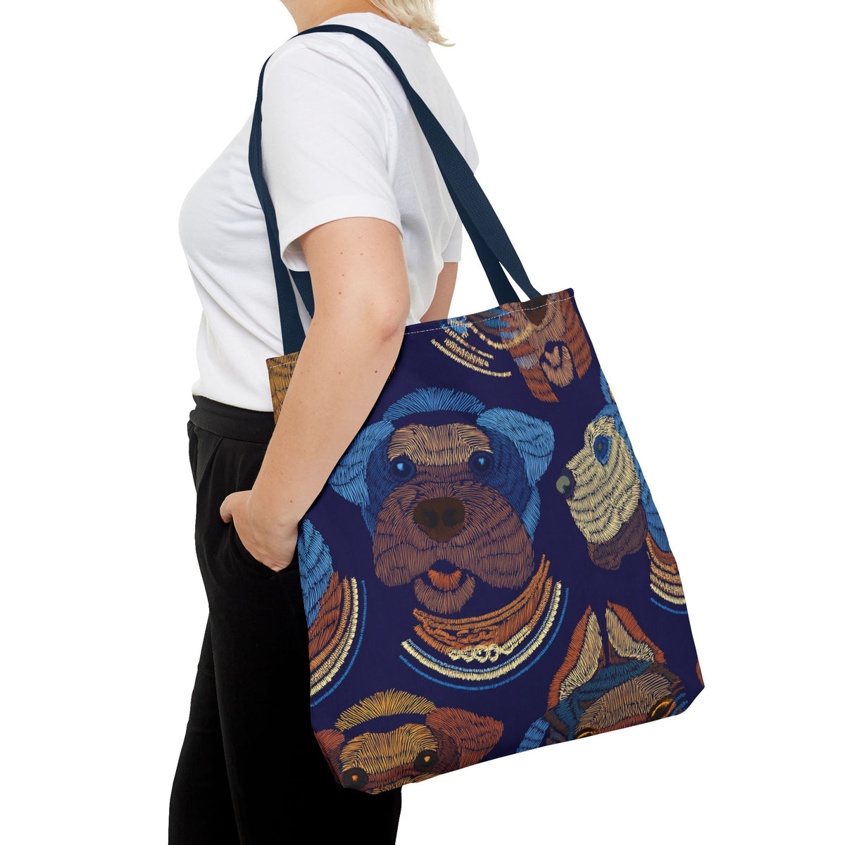 Denim Fabric Imitation Print Unisex Canvas Bag Poly Spun 3 Sizes Tote Bag 191-14