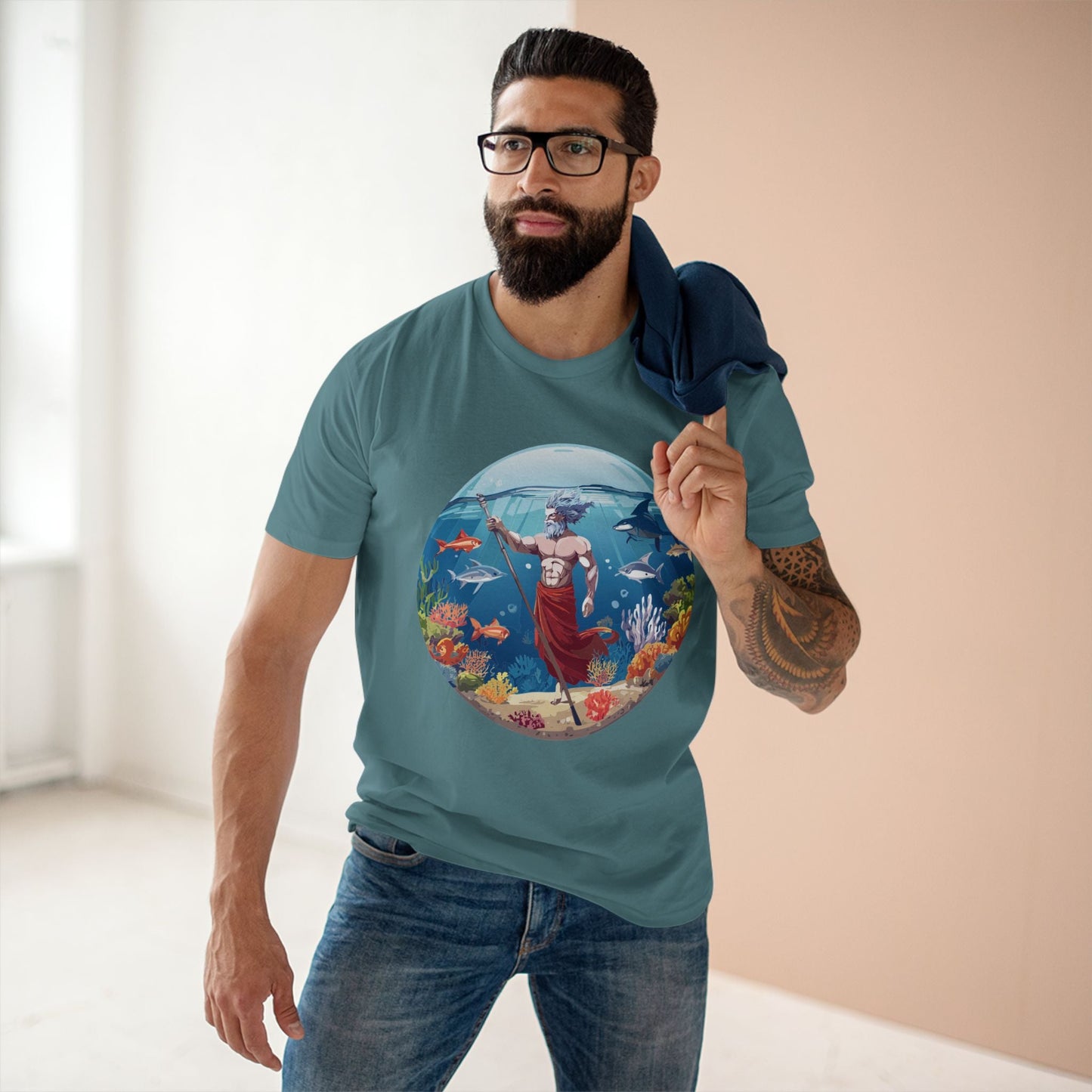 Retro2Nova Ocean Shirt Unisex Premium Cotton Tee With Original Art Design OP13 Exclusive Edition