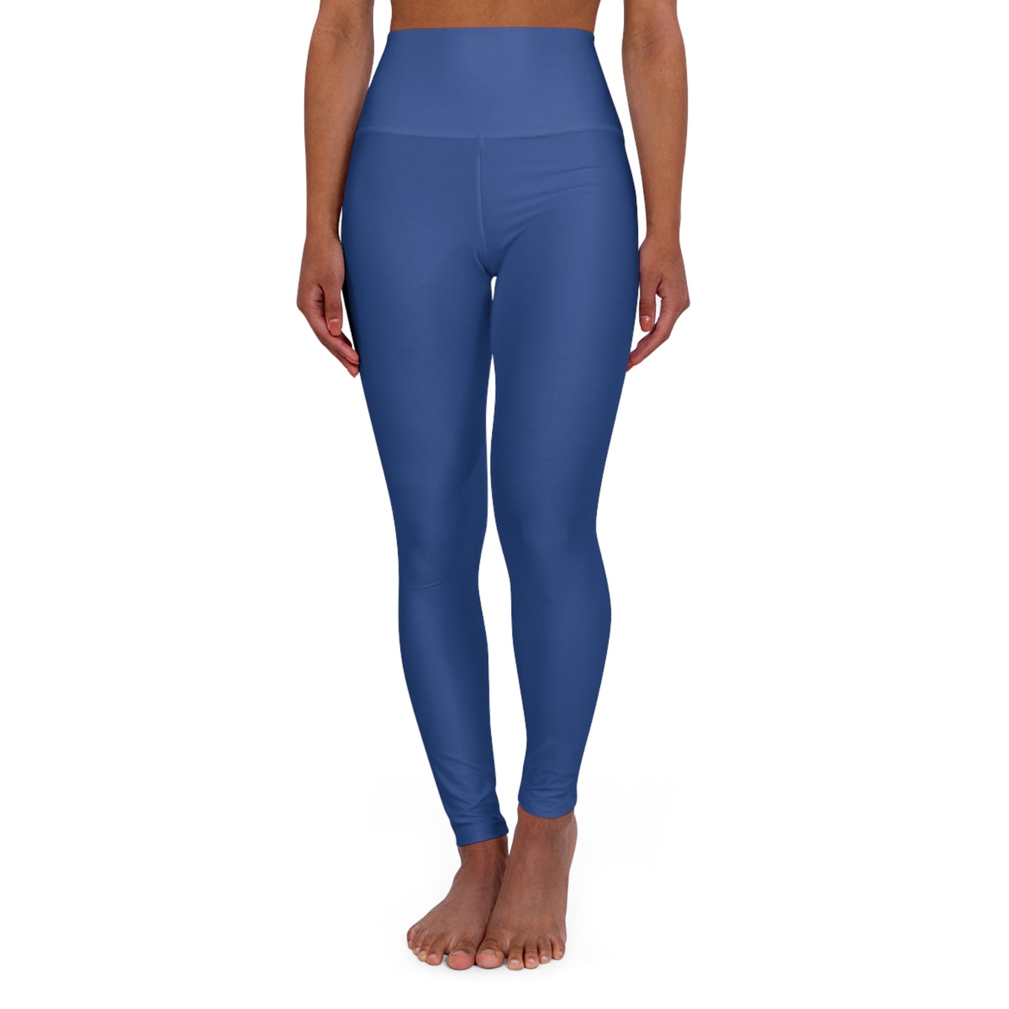 High-Waist Dusk Blue Yoga Leggings Women's Seamless Poly-Span Stretchy Comfortable Solid Blue Activewear for Pilates