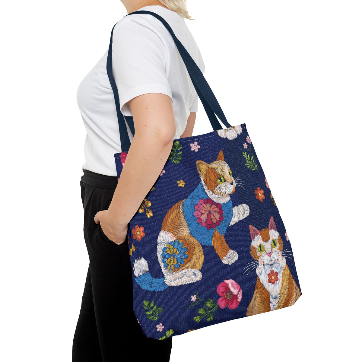 Denim Fabric Imitation Print Unisex Canvas Bag Poly Spun 3 Sizes Tote Bag 190-10