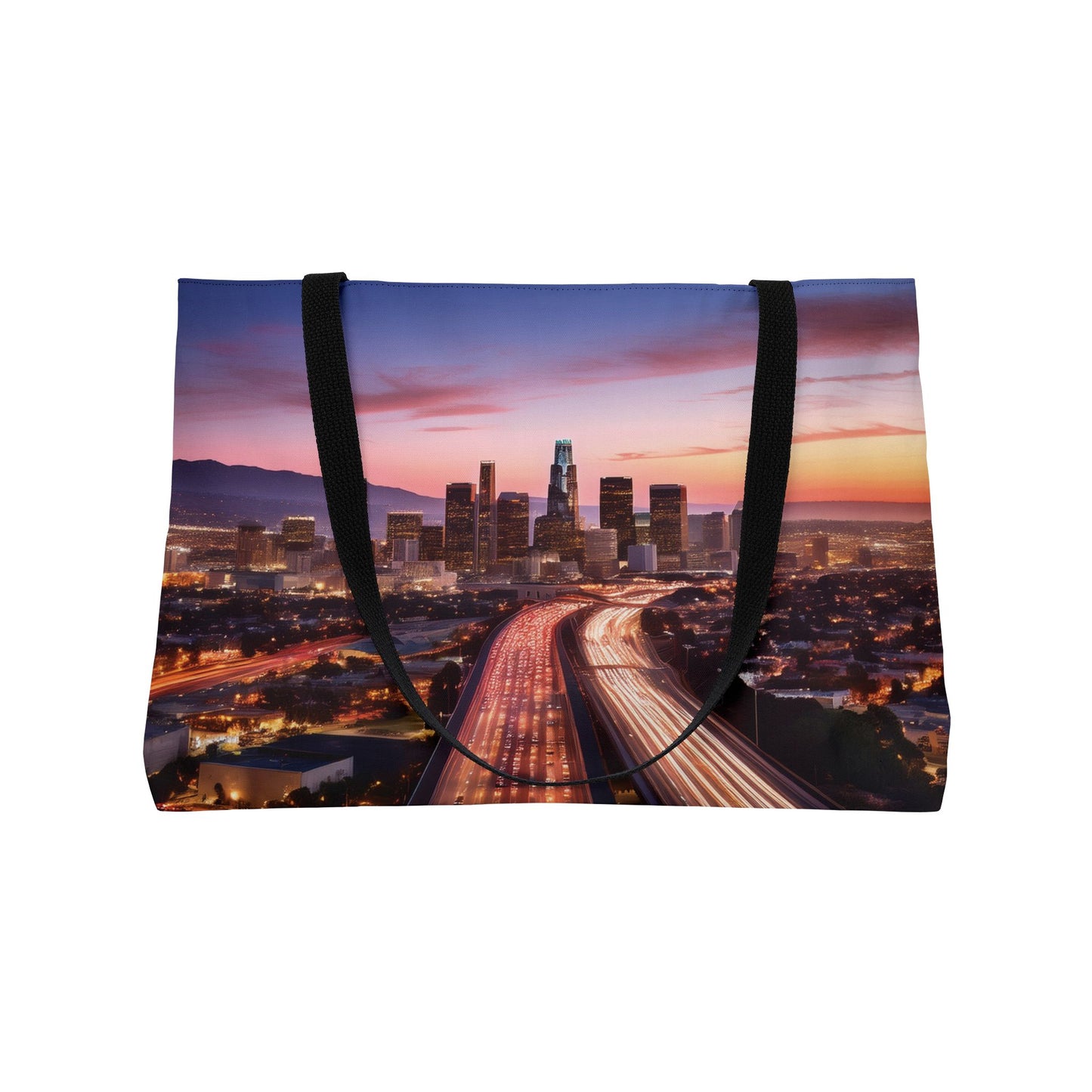 Los Angeles Photo Print Bag 100% Spun Poly 24x13 Canvas Art Bag C-05