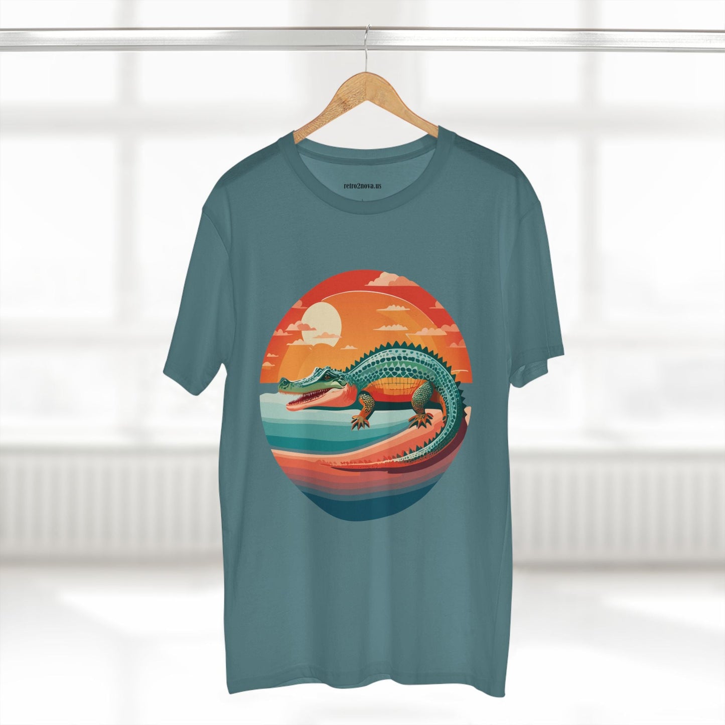 Unisex Crocodile Animal Shirt With Original Art Design Retro2Nova Premium Cotton Staple Tee For Everyday Comfort