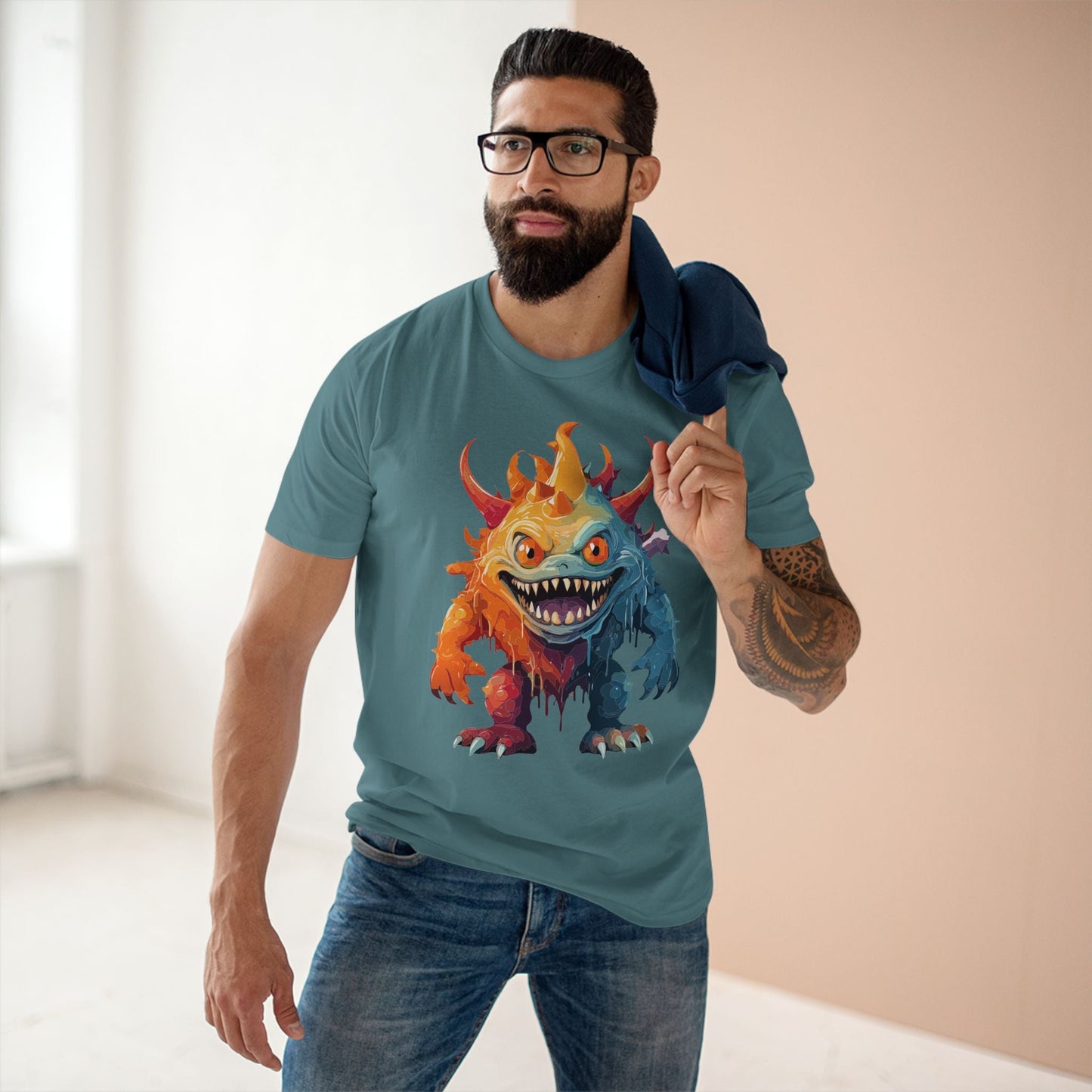 Cartoon Monsters Graphic Unisex 100 Cotton Staple Tee 32