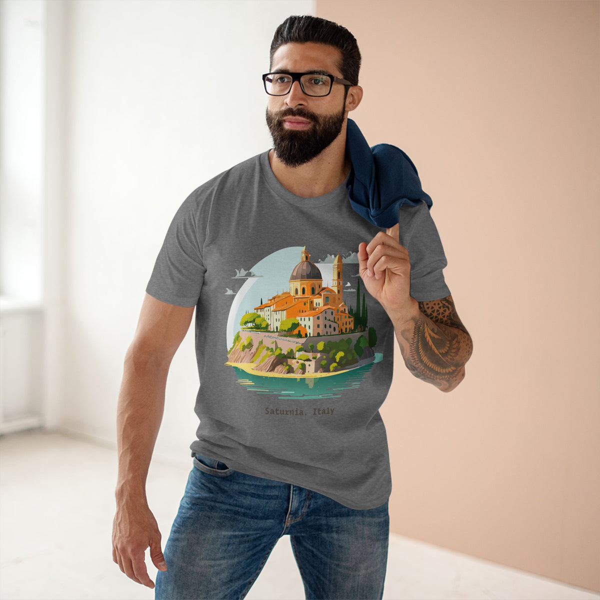 Saturnia Italy townscape T-Shirt | Travel illustration tee, Italian village