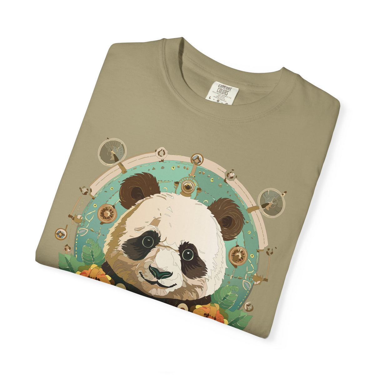 Panda Portrait T-Shirt Unisex Cotton Floral Chinese Graphic Circle Animal Art Tee p3