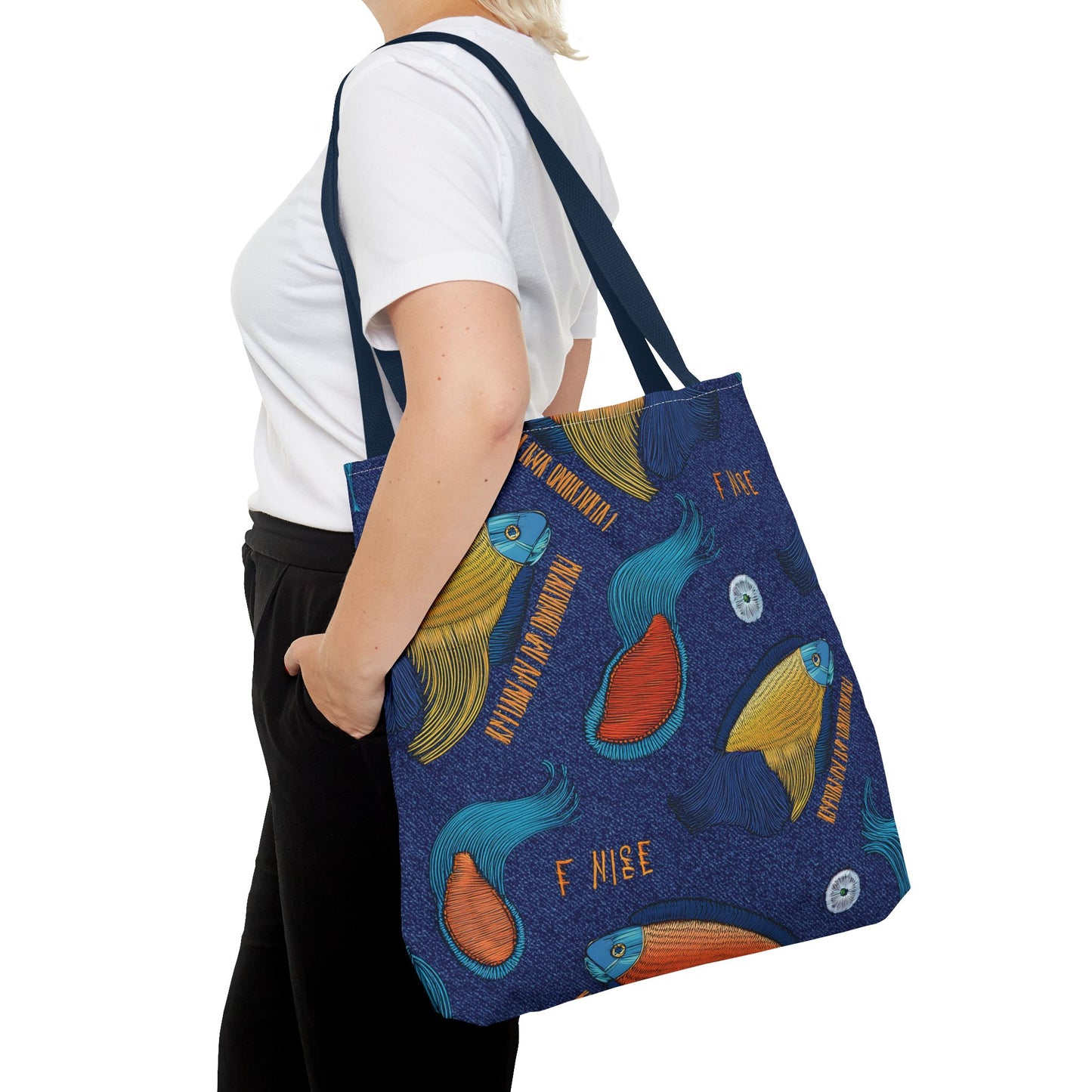 Denim Fabric Imitation Print Unisex Canvas Bag Poly Spun 3 Sizes Tote Bag 193