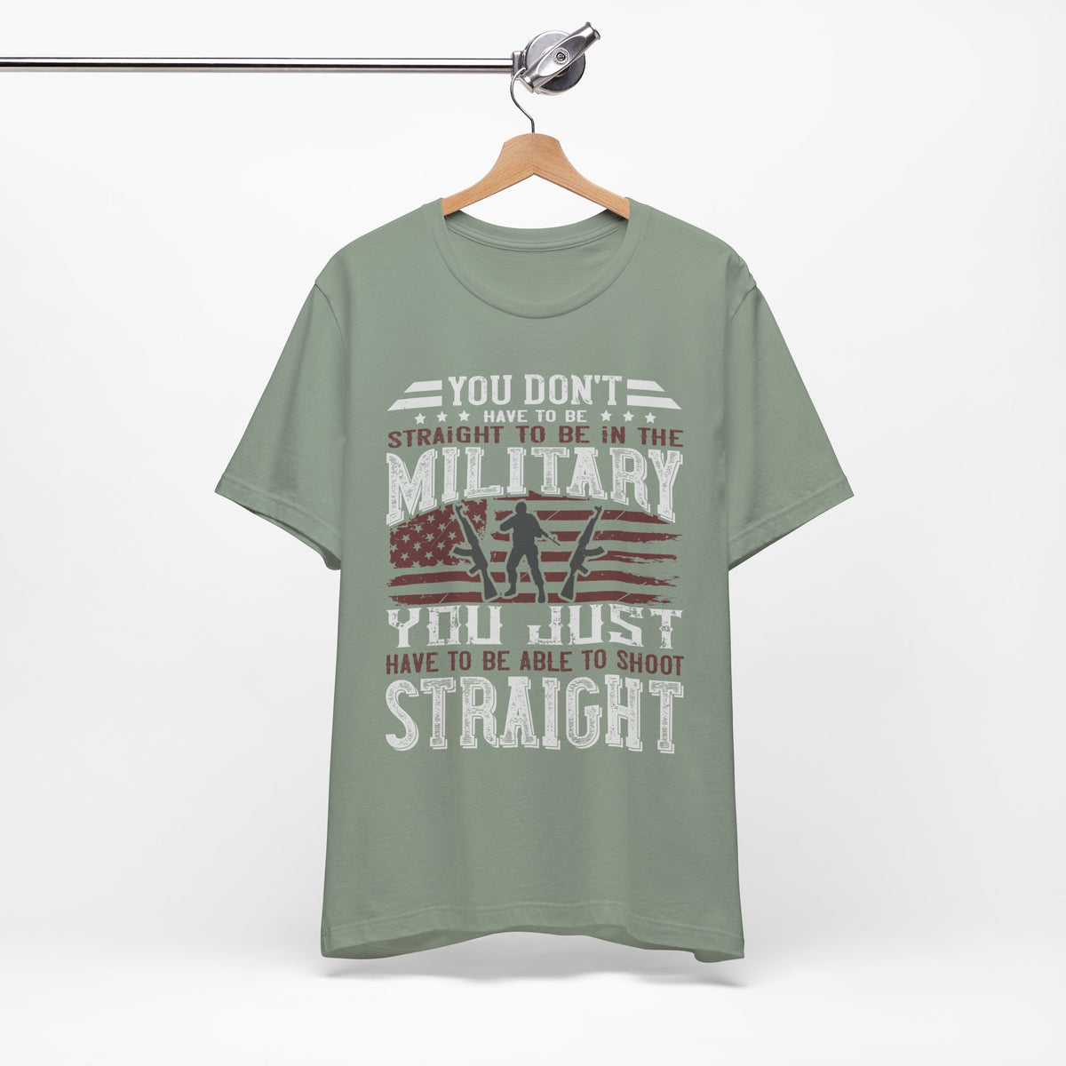 You Don't Have to Be Straight to Be in the Military tee American Flag Rifle Silhouette Unisex Cotton a1