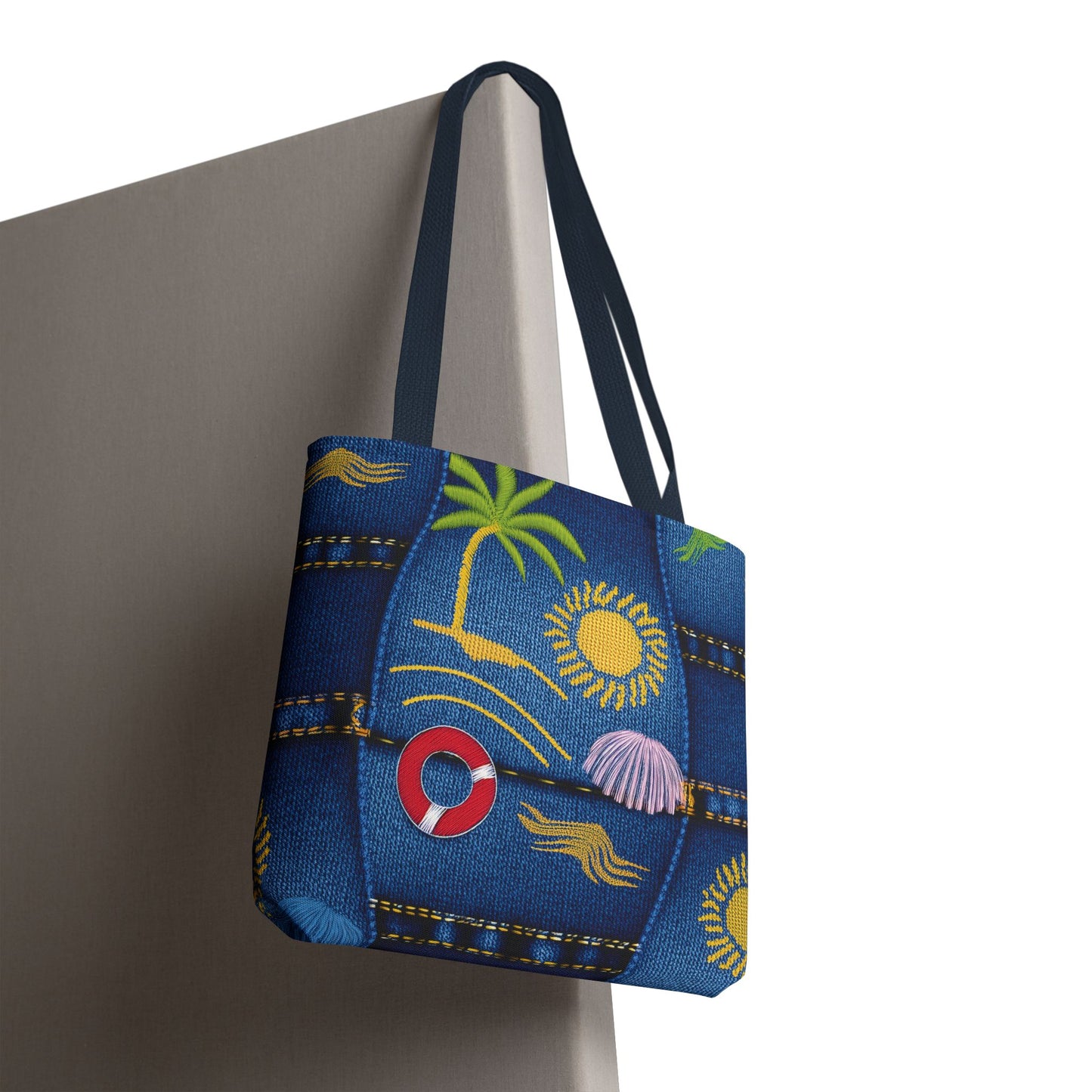 Denim Fabric Imitation Print Unisex Canvas Bag Poly Spun 3 Sizes Tote Bag 182-5
