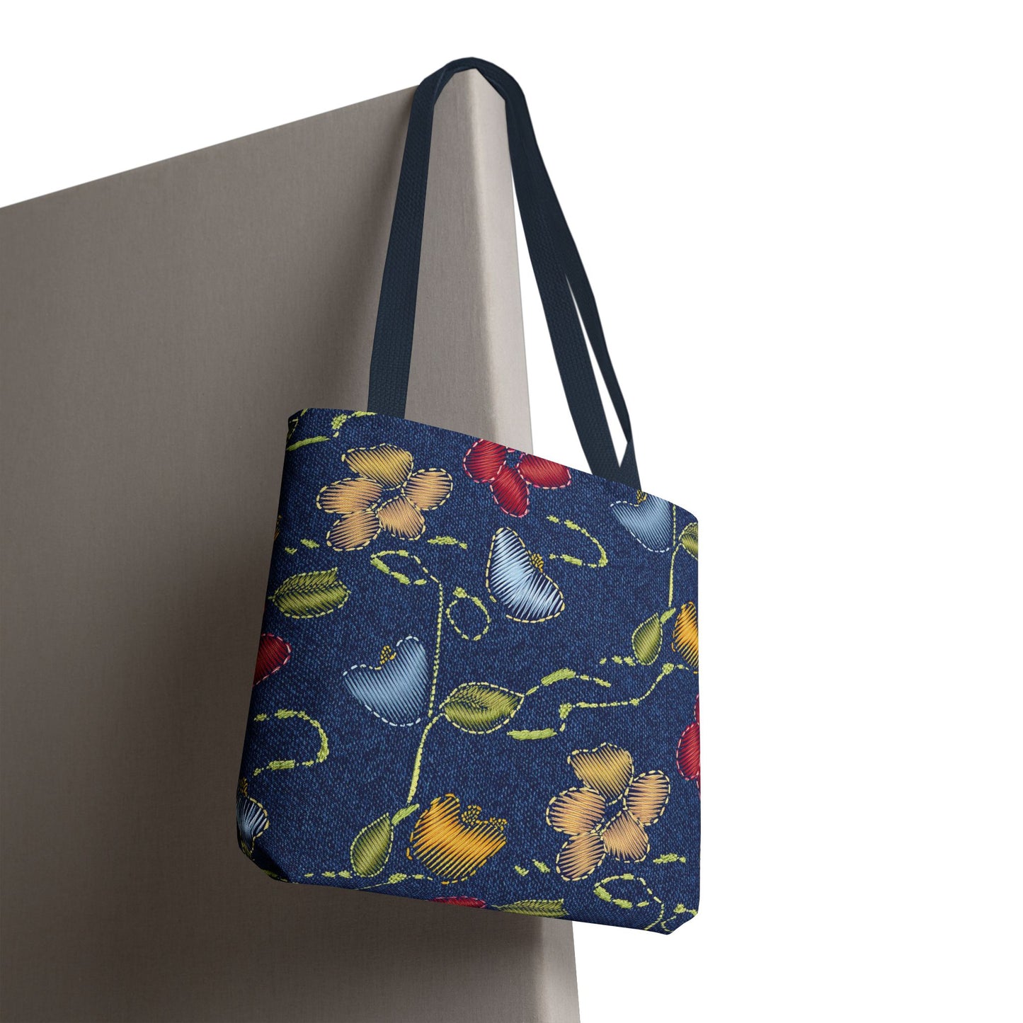 Denim Fabric Imitation Print Unisex Canvas Bag Poly Spun 3 Sizes Tote Bag 128