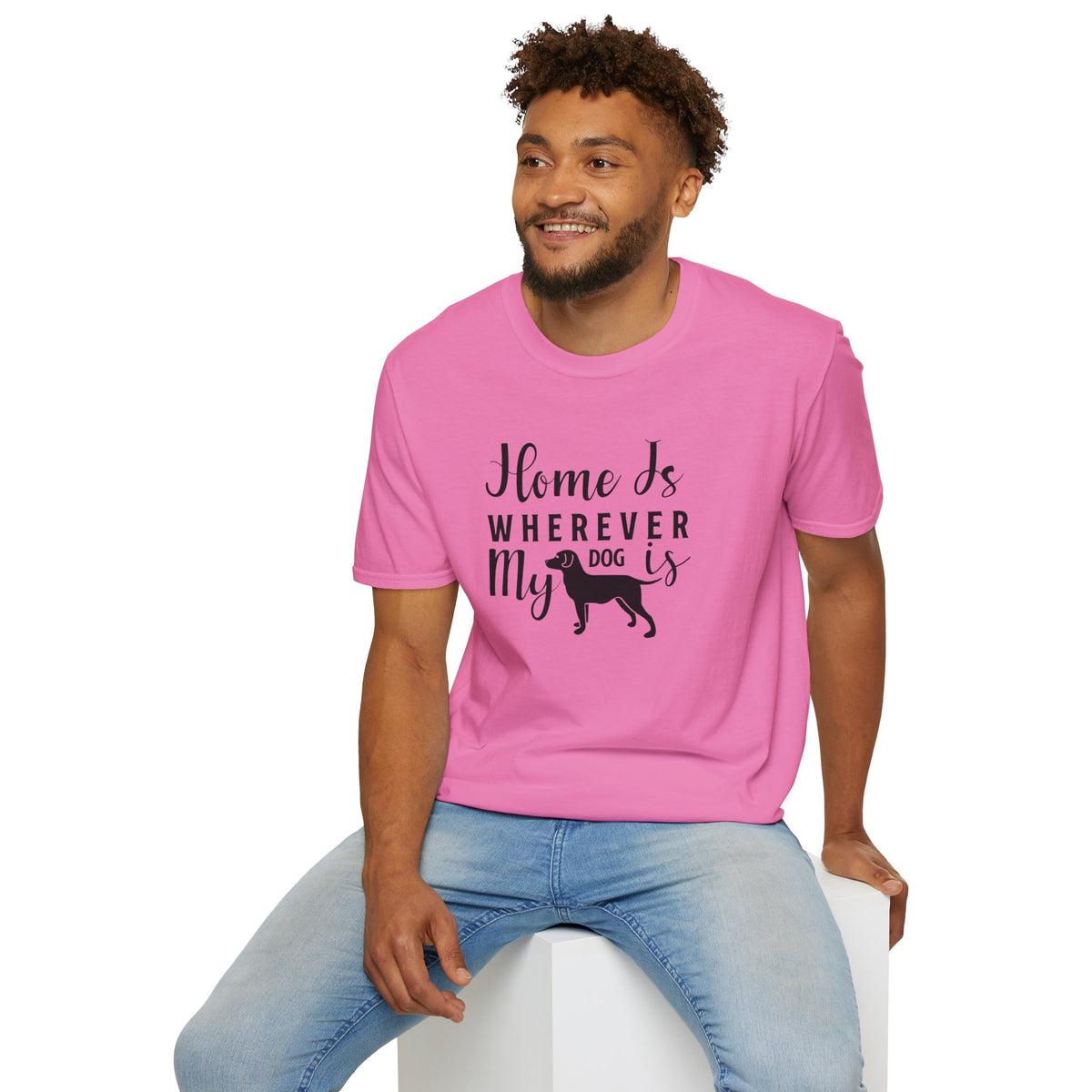 Home Is Wherever My Dog Is T-Shirt Dog Lover Tee, Pet Owner Gift Unisex Cotton T-Shirt Gildan Softstyle 64000 Tee