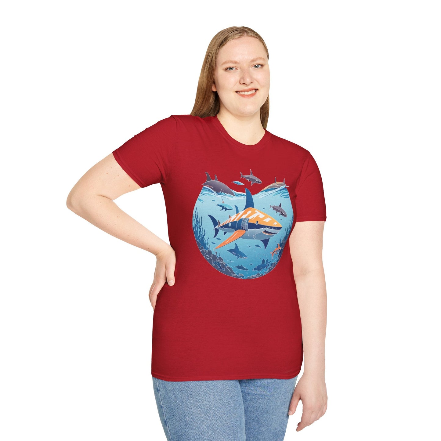 Ocean Tee Shirt Unisex Softstyle Gildan 64000 100 Percent Ring Spun Cotton Breathable U Boat Design