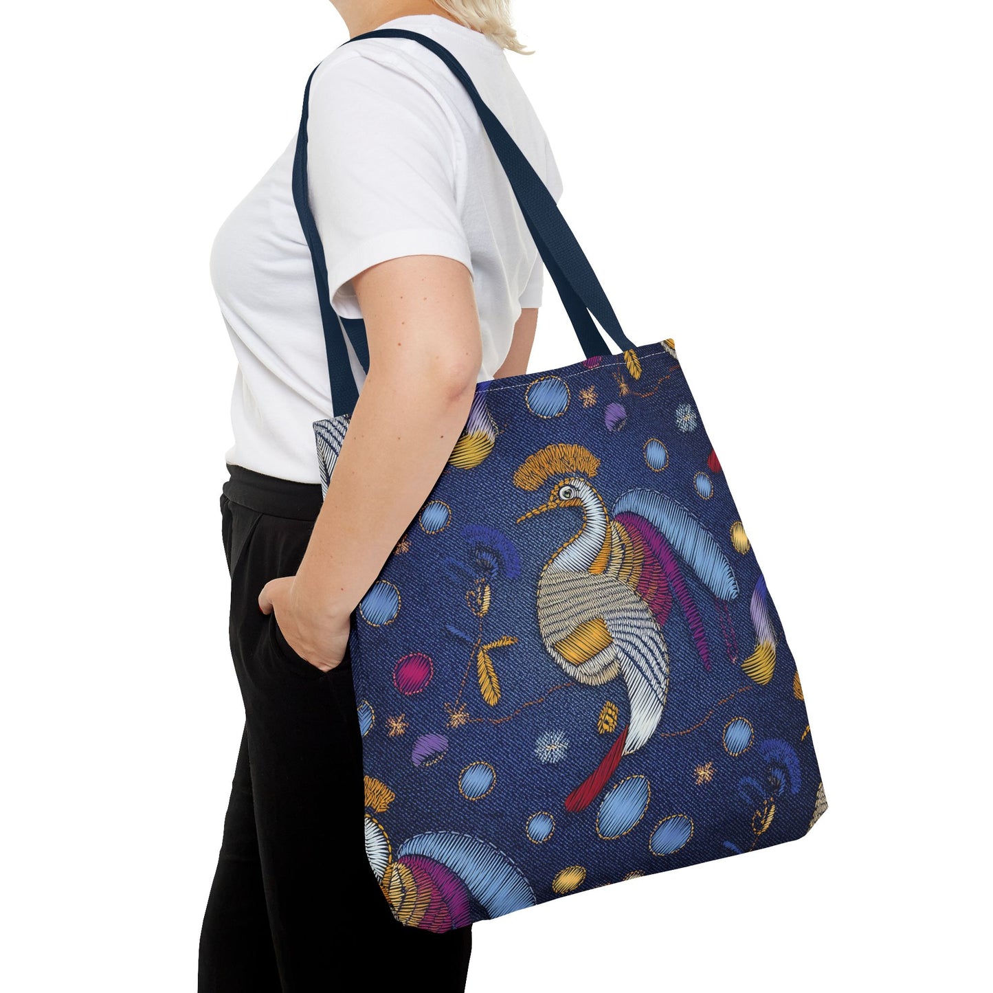 Denim Fabric Imitation Print Unisex Canvas Bag Poly Spun 3 Sizes Tote Bag 194-4