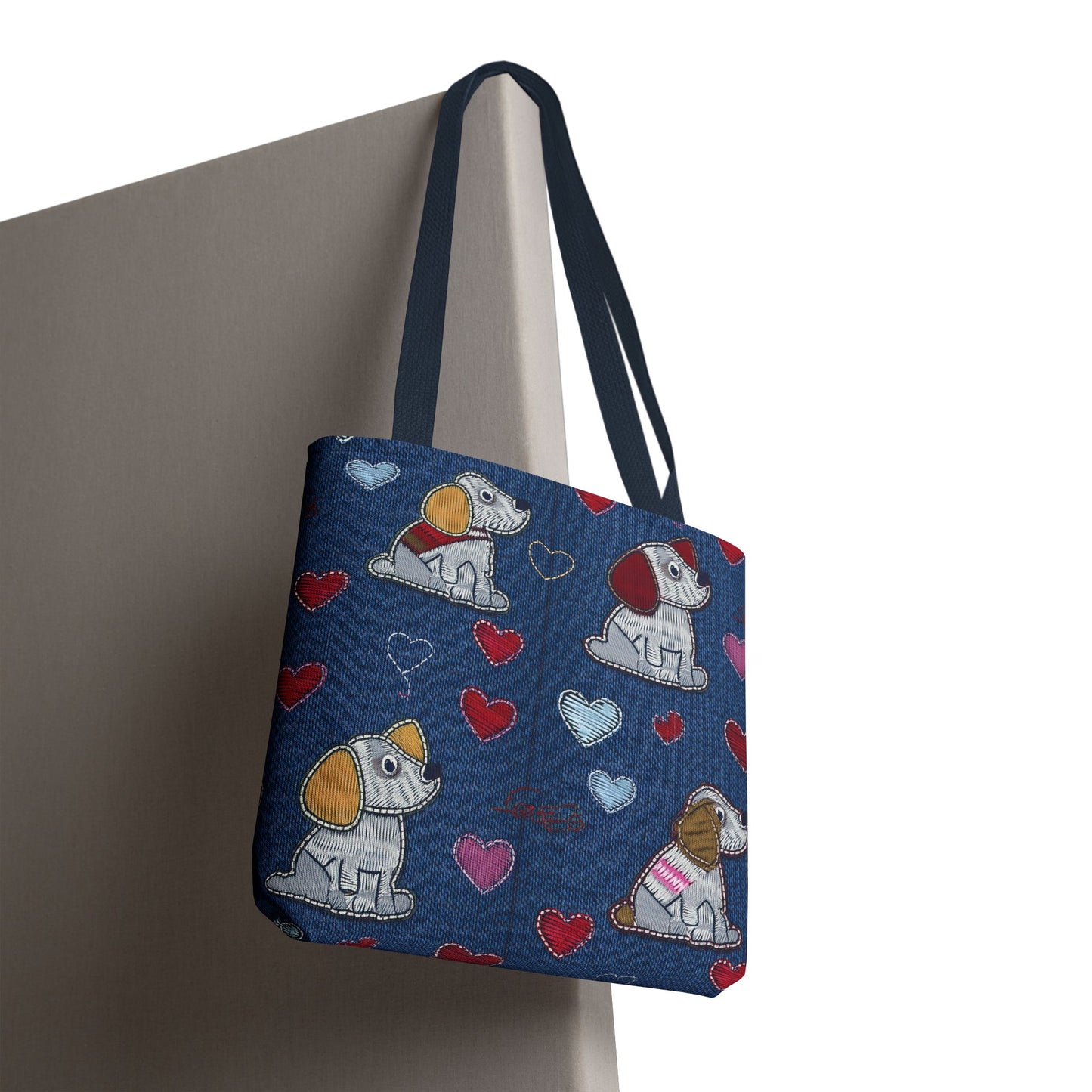 Love Day Graphic Design Denim Fabric Imitation Print Unisex Canvas Bag POLY 3 Sizes Tote Bag 201-15