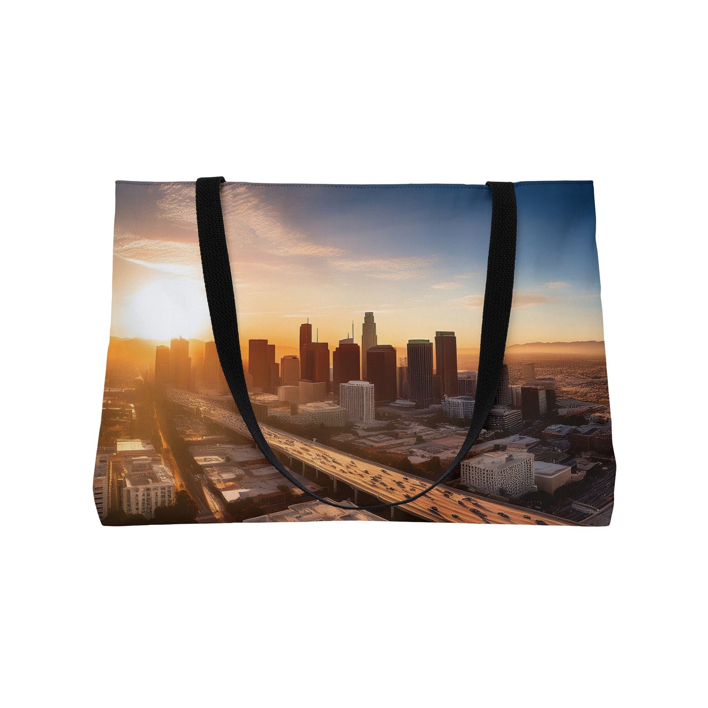 Los Angeles Photo Print Bag 100% Spun Poly 24x13 Canvas Art Bag C-03