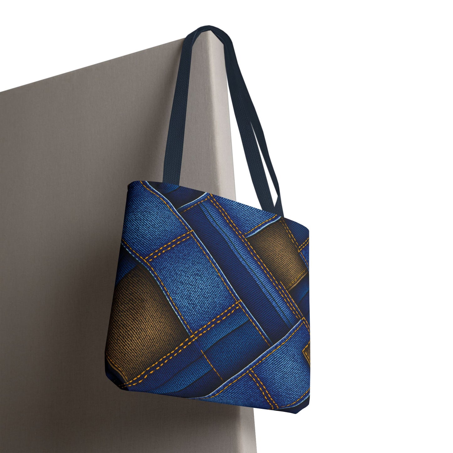 Denim Fabric Imitation Print Unisex Canvas Bag Poly Spun 3 Sizes Tote Bag 147