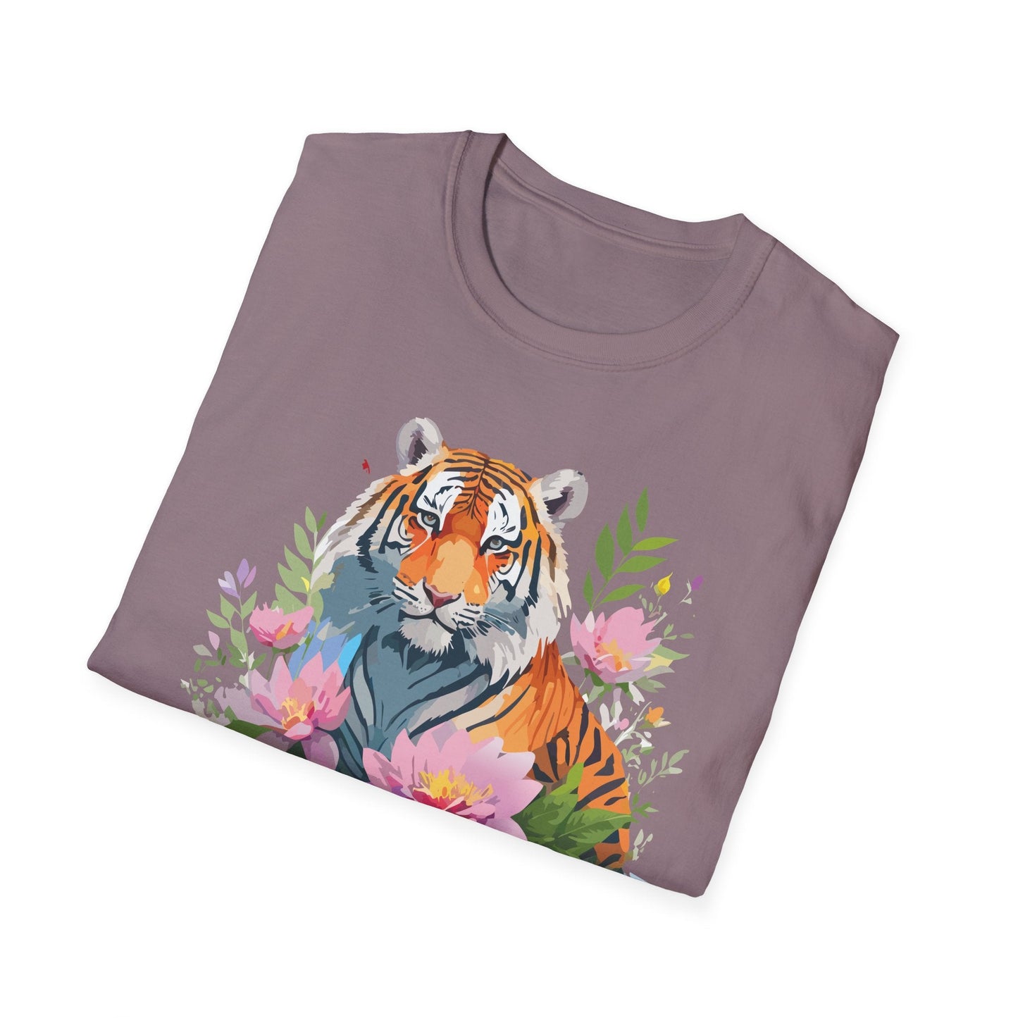 Tiger Print Unisex T Shirt Gildan Softstyle 64000 Animal Tee