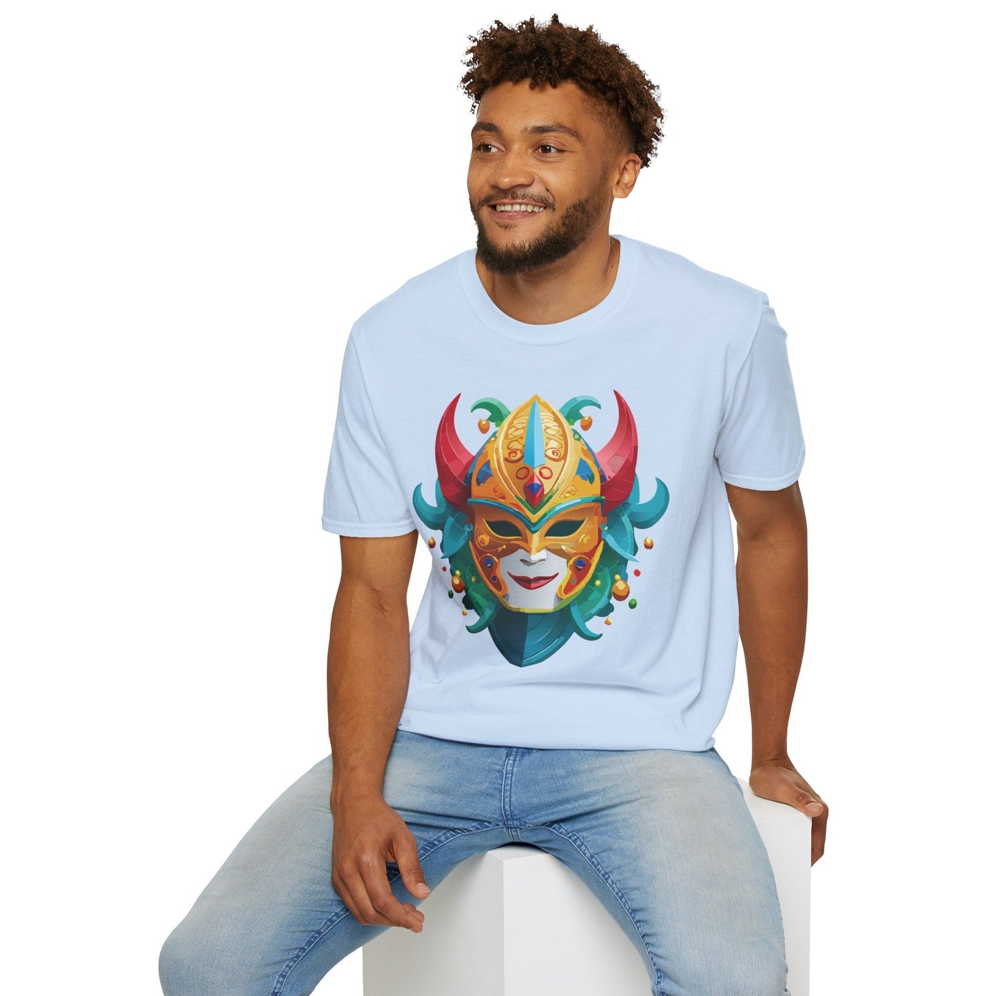 Unisex Mask Tee Shirt Softstyle Gildan 64000 Cotton Tee Masquerade Design Artwork