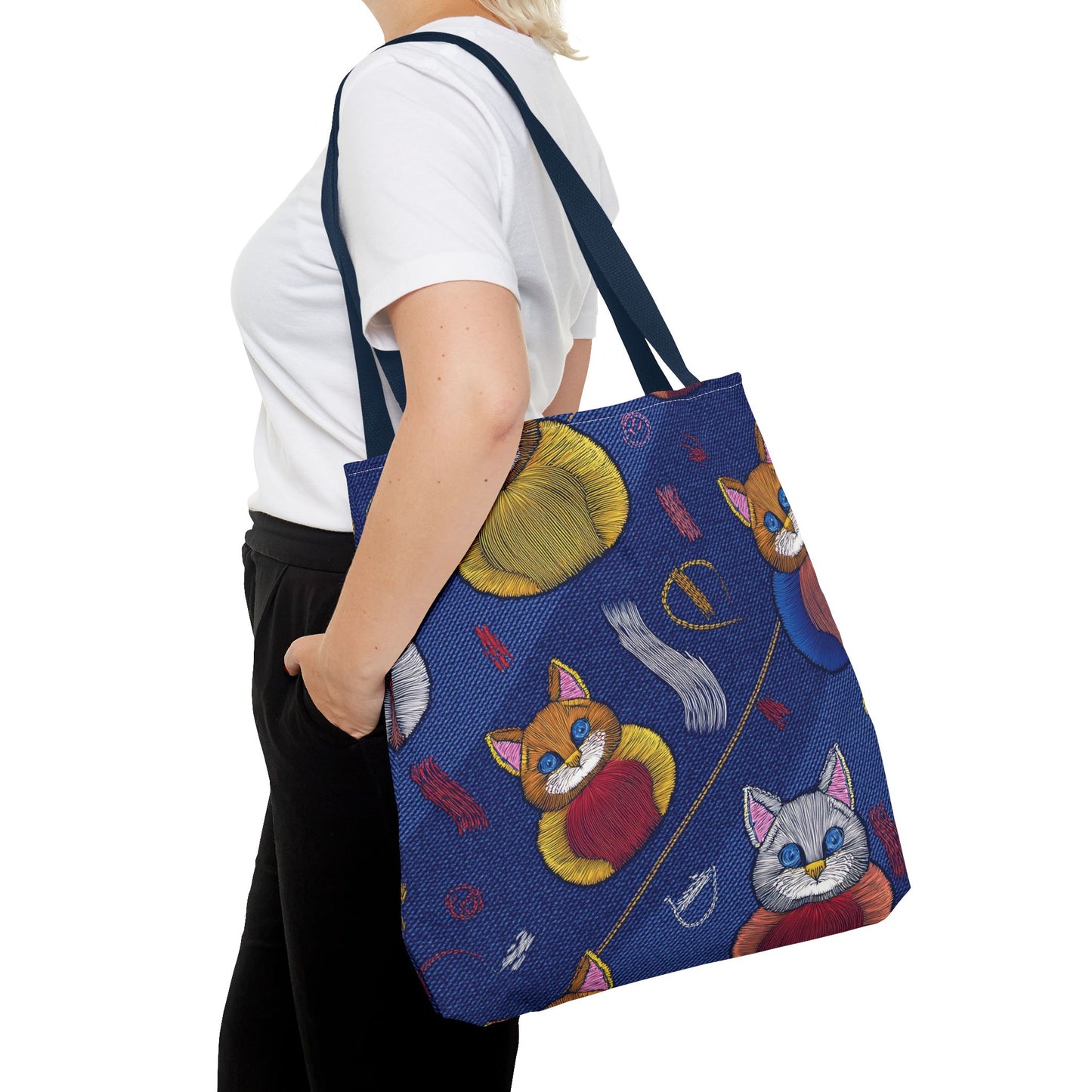 Denim Fabric Imitation Print Unisex Canvas Bag Poly Spun 3 Sizes Tote Bag 190-7