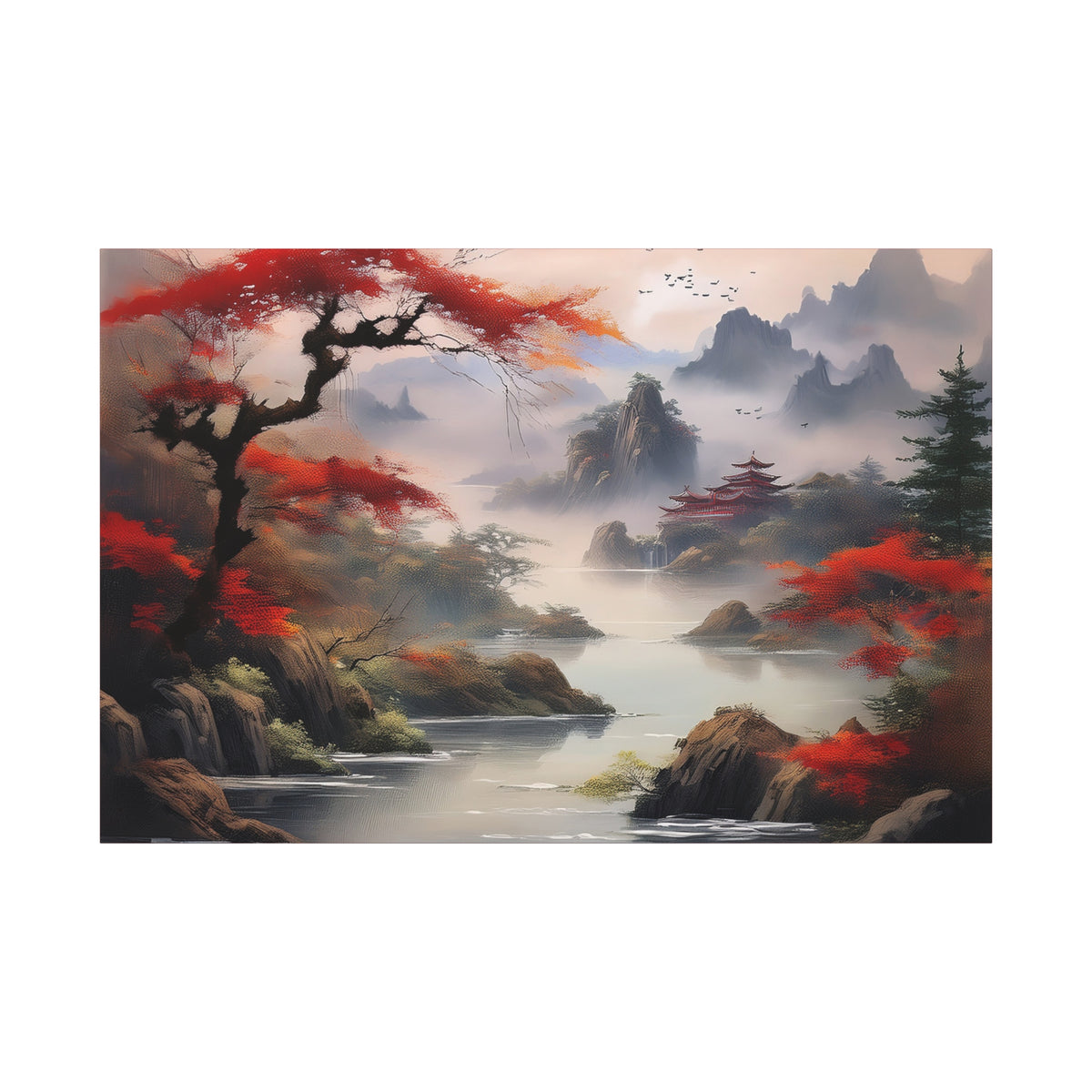 Japanese Painting Print Canvas 24x16, 30x20, 36x24, 48x32, 60x40, Bright Latex Inks Pine-Wood Inner Frame JPN-17