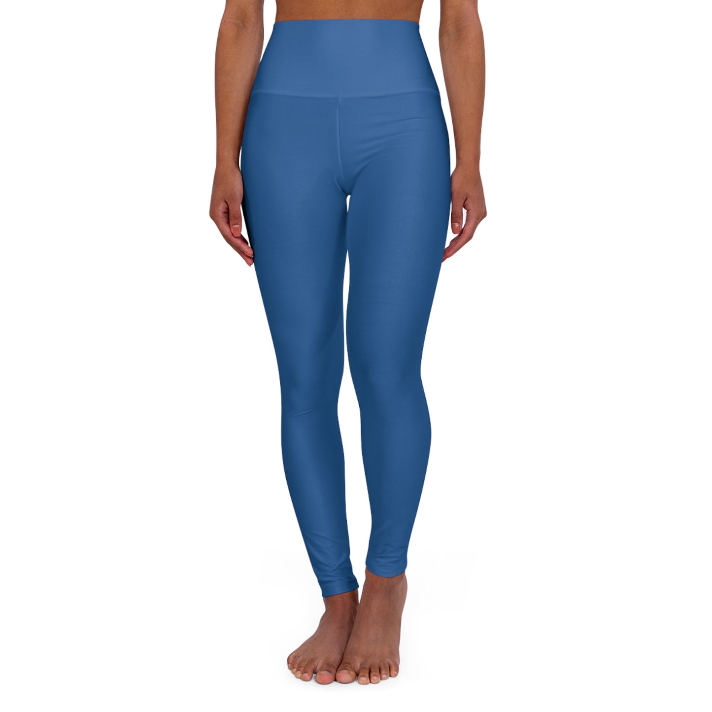 High-Waisted Baltic Blue Yoga Leggings Women's Seamless Poly-Span Stretchy Blue Print Activewear