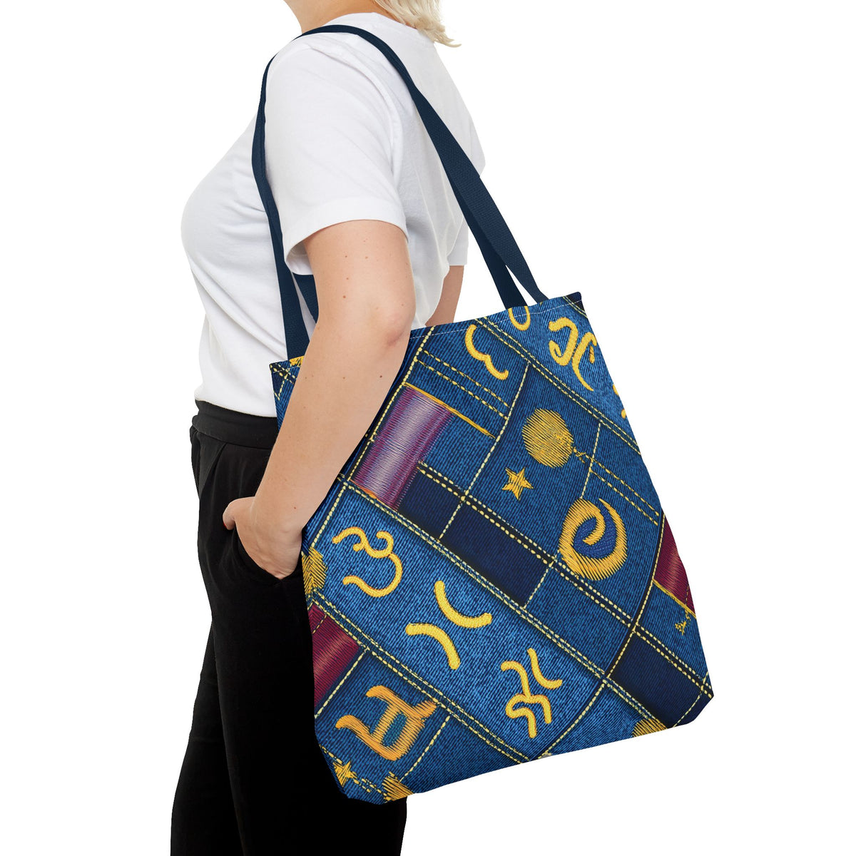 Denim Fabric Imitation Print Unisex Canvas Bag Poly Spun 3 Sizes Tote Bag 184