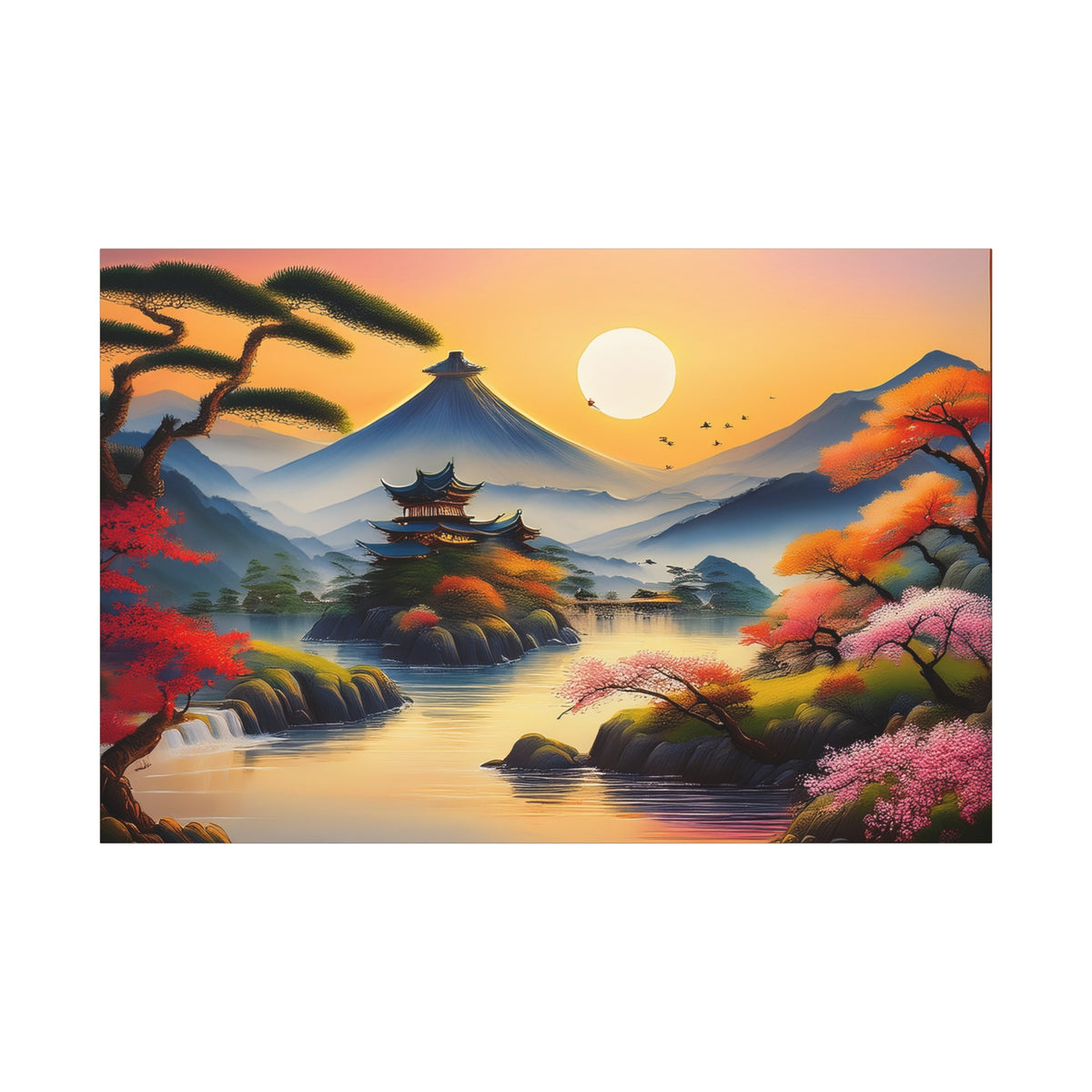 Japanese Painting Print Canvas 24x16, 30x20, 36x24, 48x32, 60x40, Bright Latex Inks Pine-Wood Inner Frame JPN-7