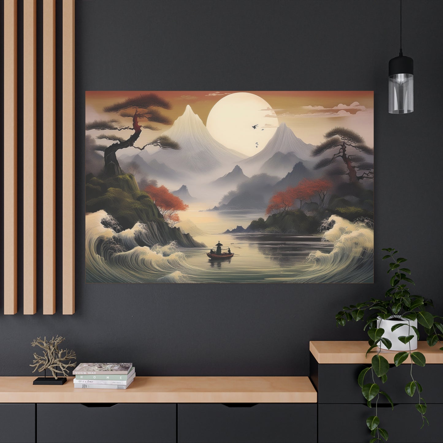 Japanese Painting Print Canvas 24x16, 30x20, 36x24, 48x32, 60x40, Bright Latex Inks Pine-Wood Inner Frame JPN-12