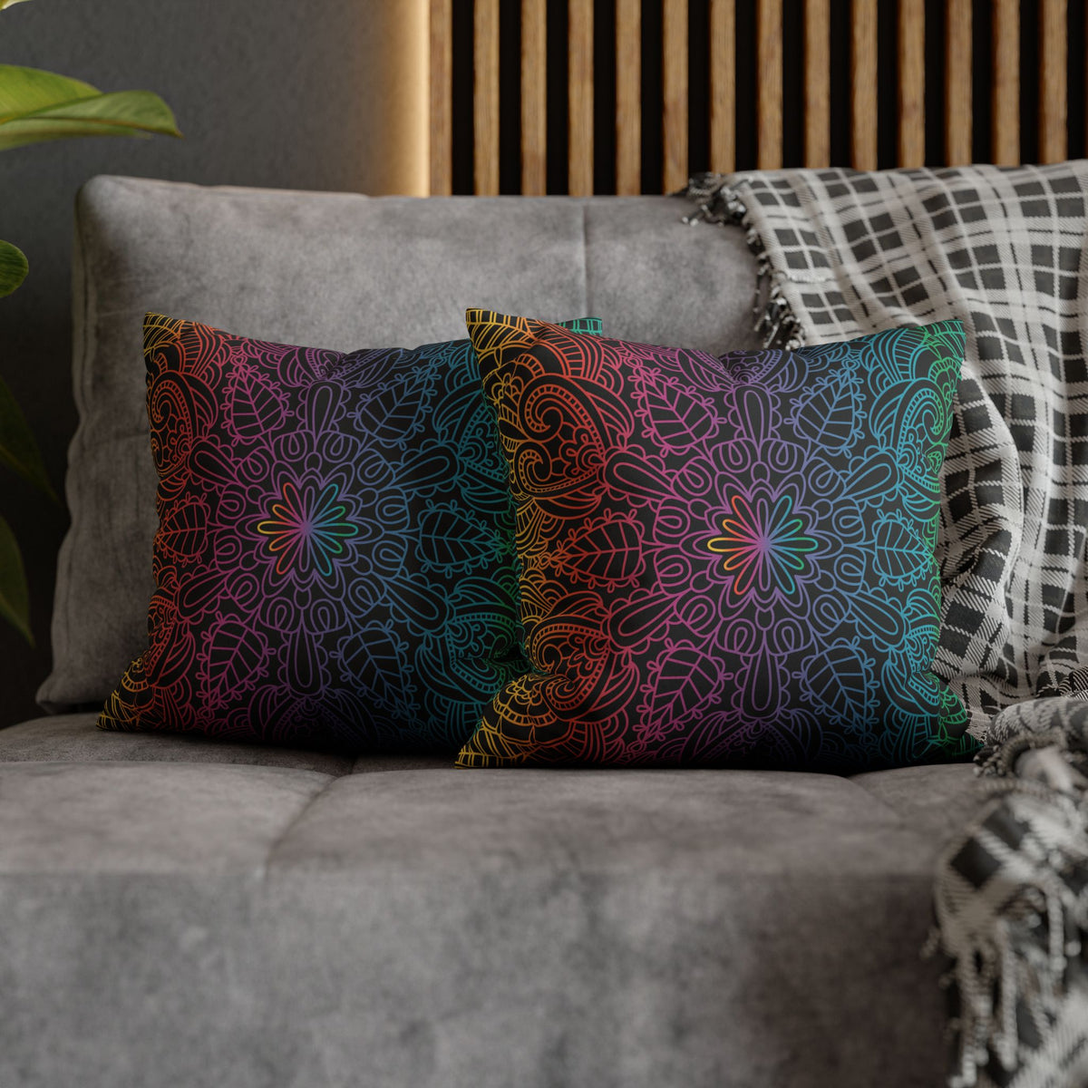 Ornament Print Pillowcase 100 Faux Suede Cover - 4 sizes: 14"-16"-18"-20" - Pillow Not Included