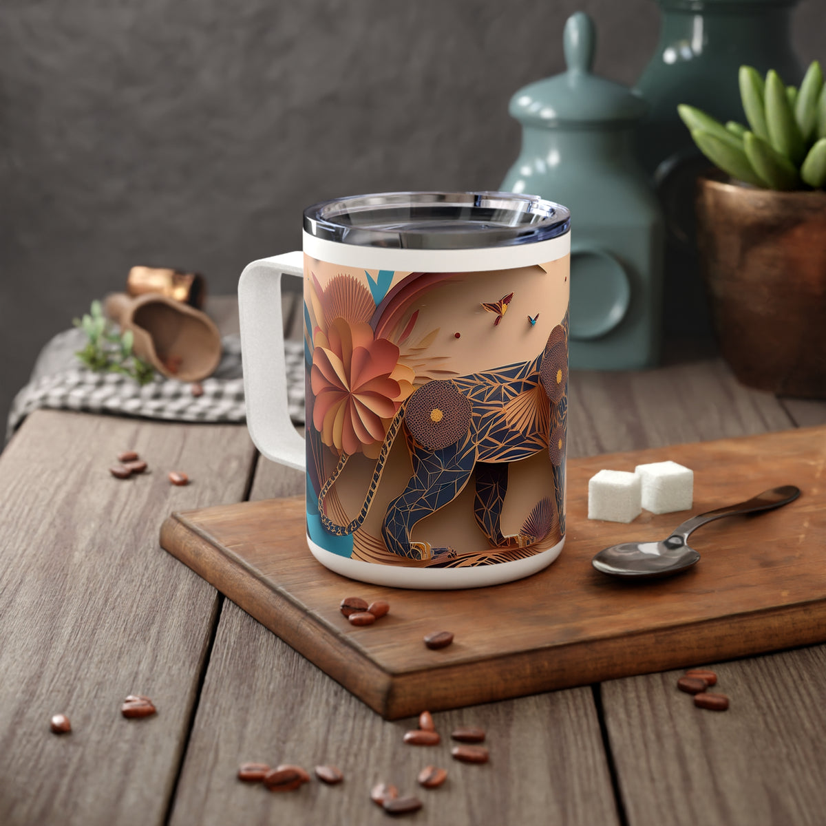 35 Art Design Insulated Coffee Mug Clear Lid 10oz Insulated Coffee Mug 10oz